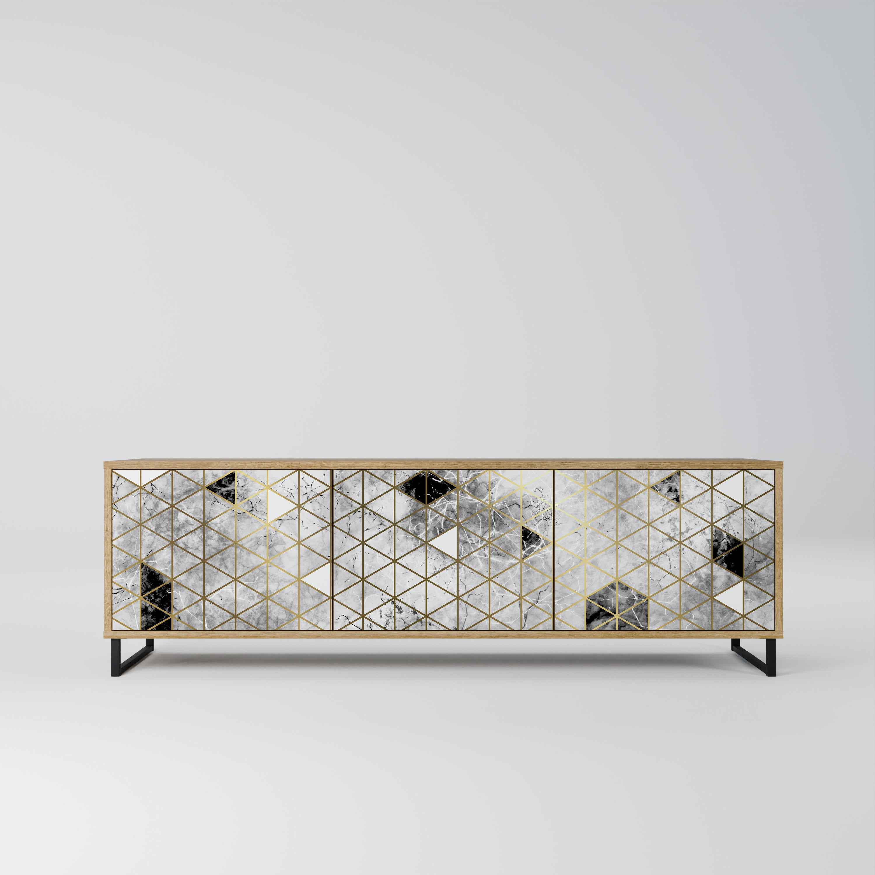 ASHEN ARIA Móvel de TV com 3 Portas em Efeito Carvalho