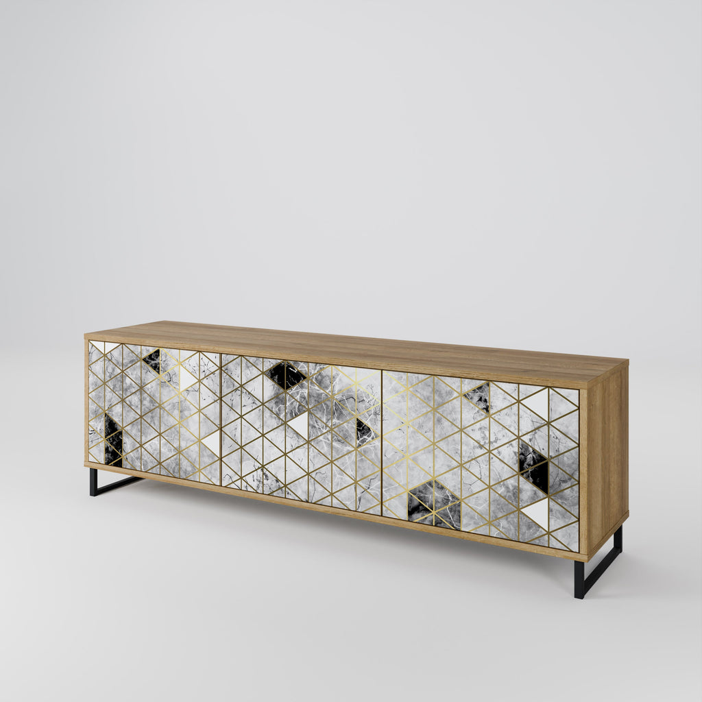 ASHEN ARIA Móvel de TV com 3 Portas em Efeito Carvalho