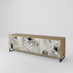 ASHEN ARIA Móvel de TV com 3 Portas em Efeito Carvalho