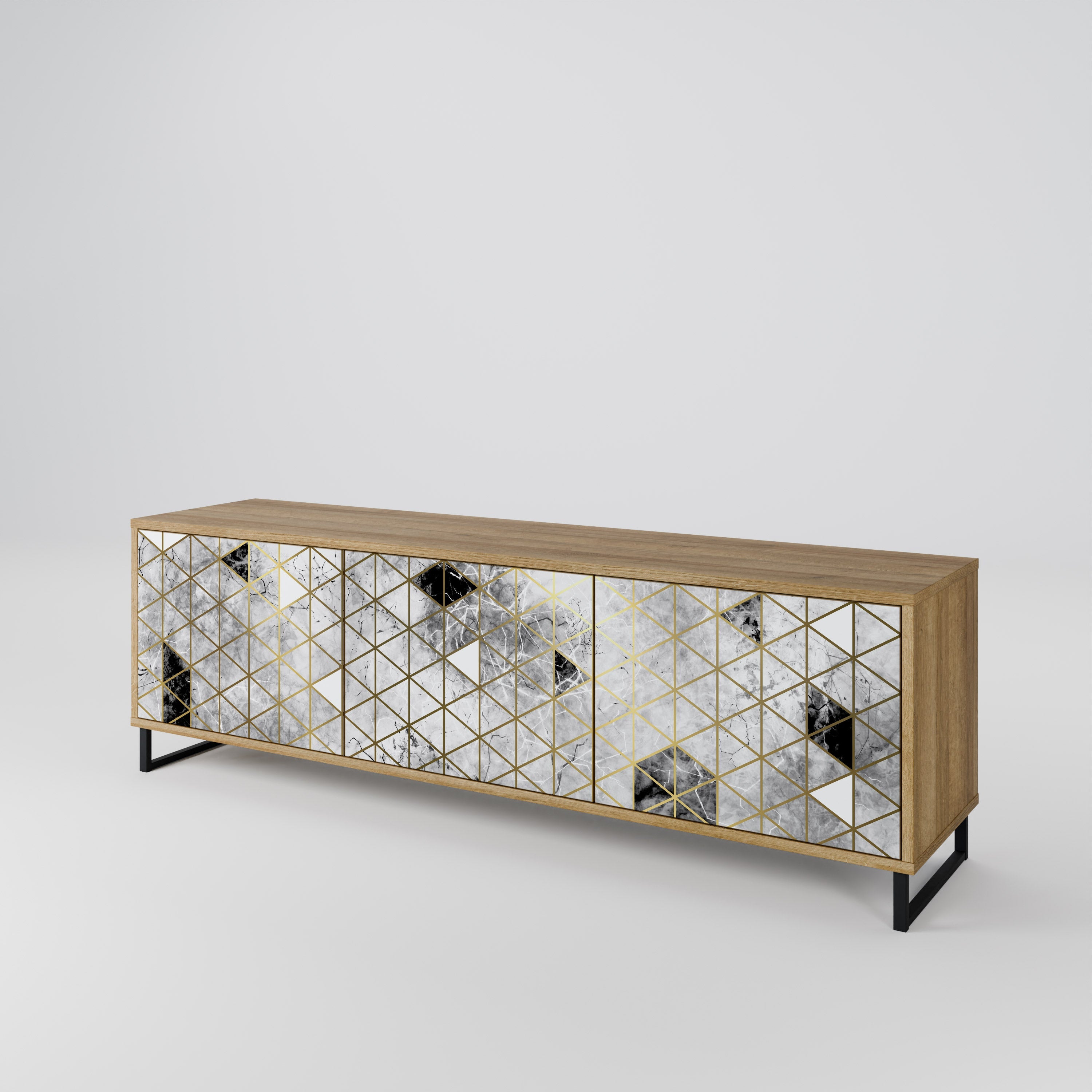 ASHEN ARIA Móvel de TV com 3 Portas em Efeito Carvalho