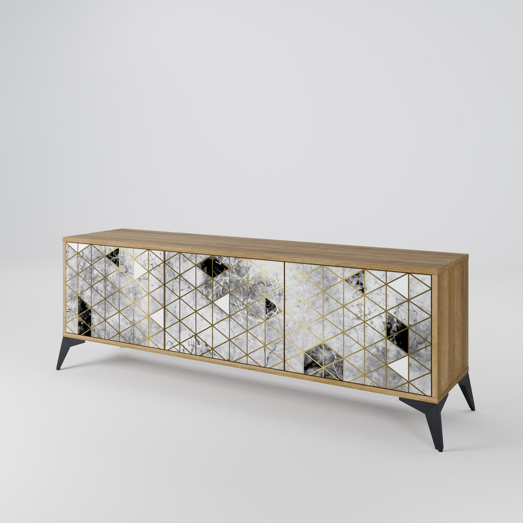 ASHEN ARIA Móvel de TV com 3 Portas em Efeito Carvalho