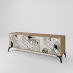 ASHEN ARIA Móvel de TV com 3 Portas em Efeito Carvalho