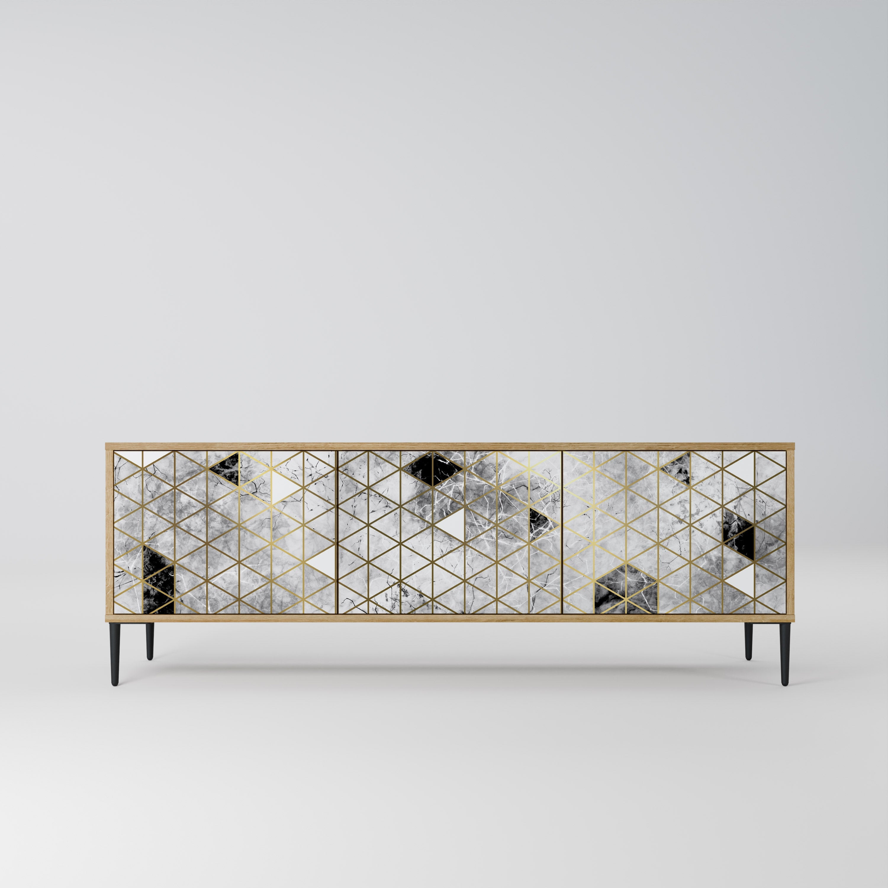 ASHEN ARIA Móvel de TV com 3 Portas em Efeito Carvalho