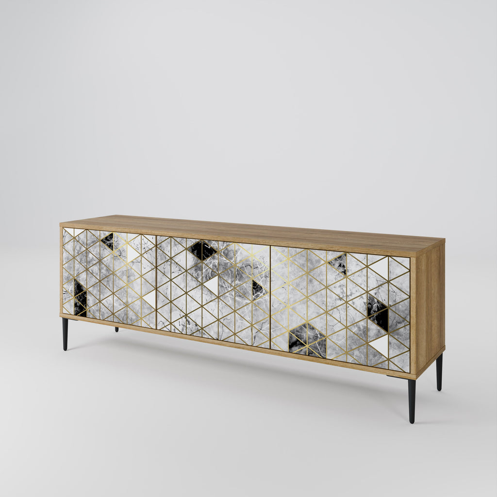 ASHEN ARIA Móvel de TV com 3 Portas em Efeito Carvalho