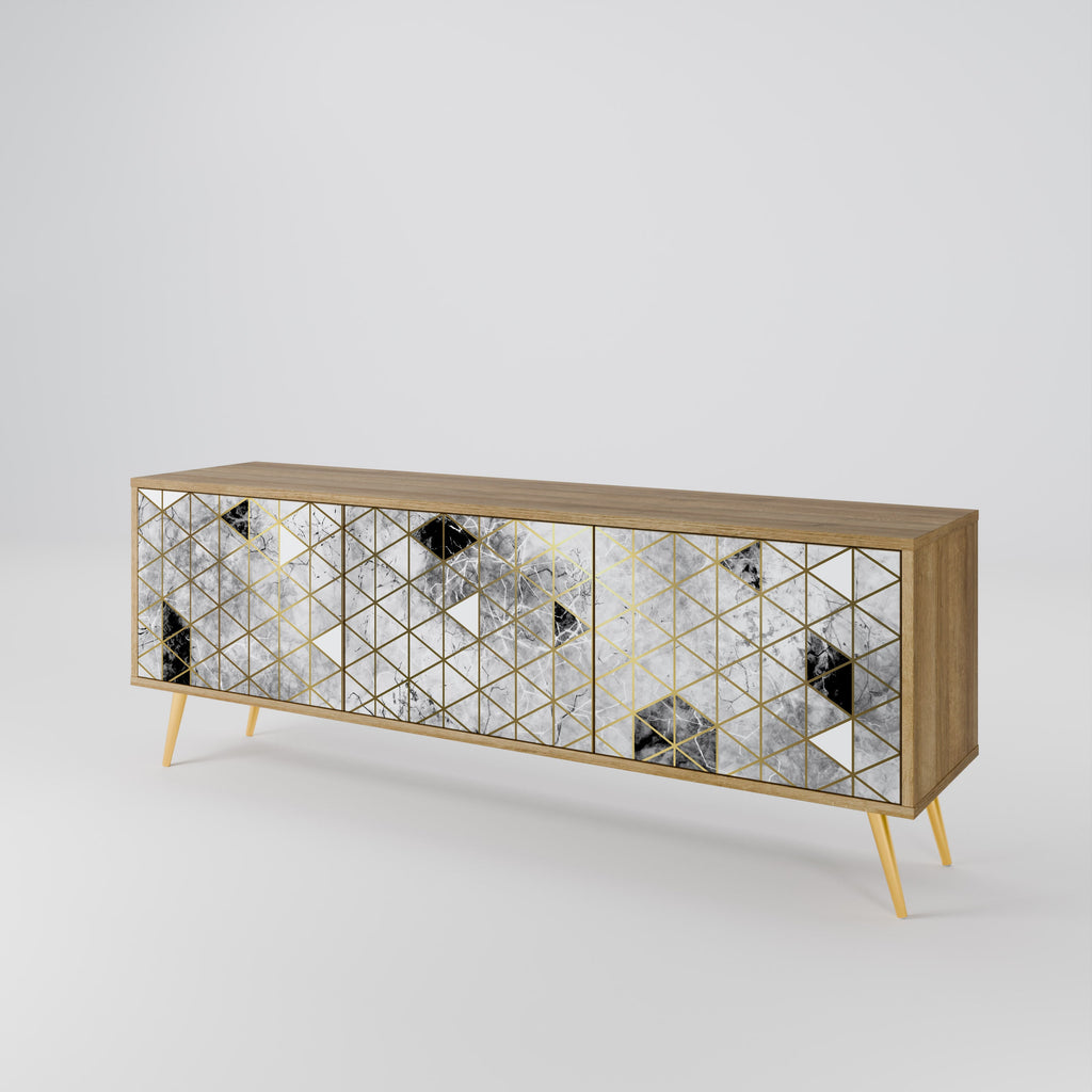 ASHEN ARIA Móvel de TV com 3 Portas em Efeito Carvalho