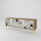 ASHEN ARIA Móvel de TV com 3 Portas em Efeito Carvalho