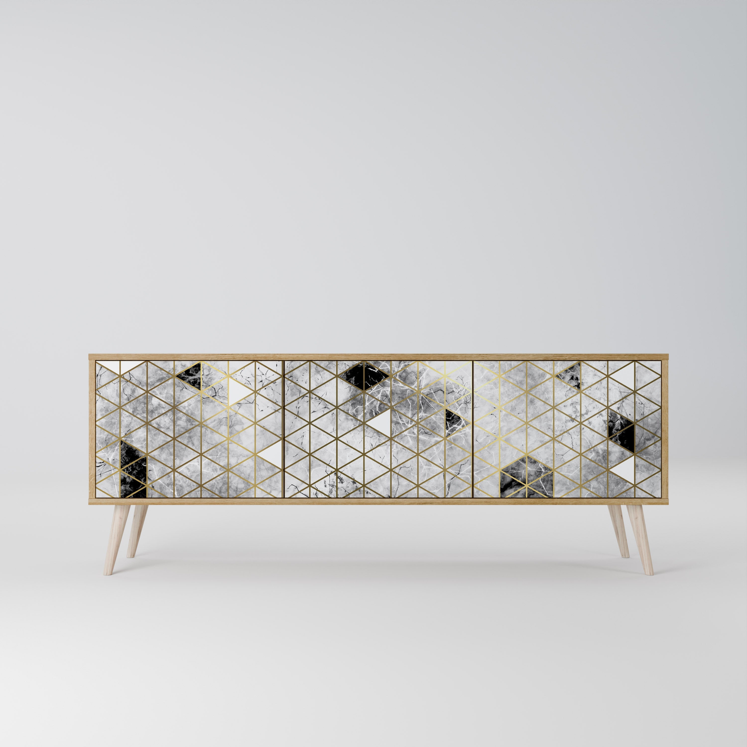 ASHEN ARIA Móvel de TV com 3 Portas em Efeito Carvalho