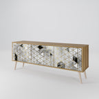 ASHEN ARIA Móvel de TV com 3 Portas em Efeito Carvalho