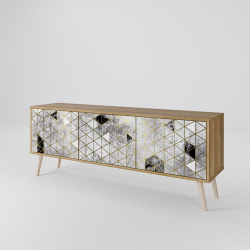 ASHEN ARIA 3-Door TV Stand in Oak Effect