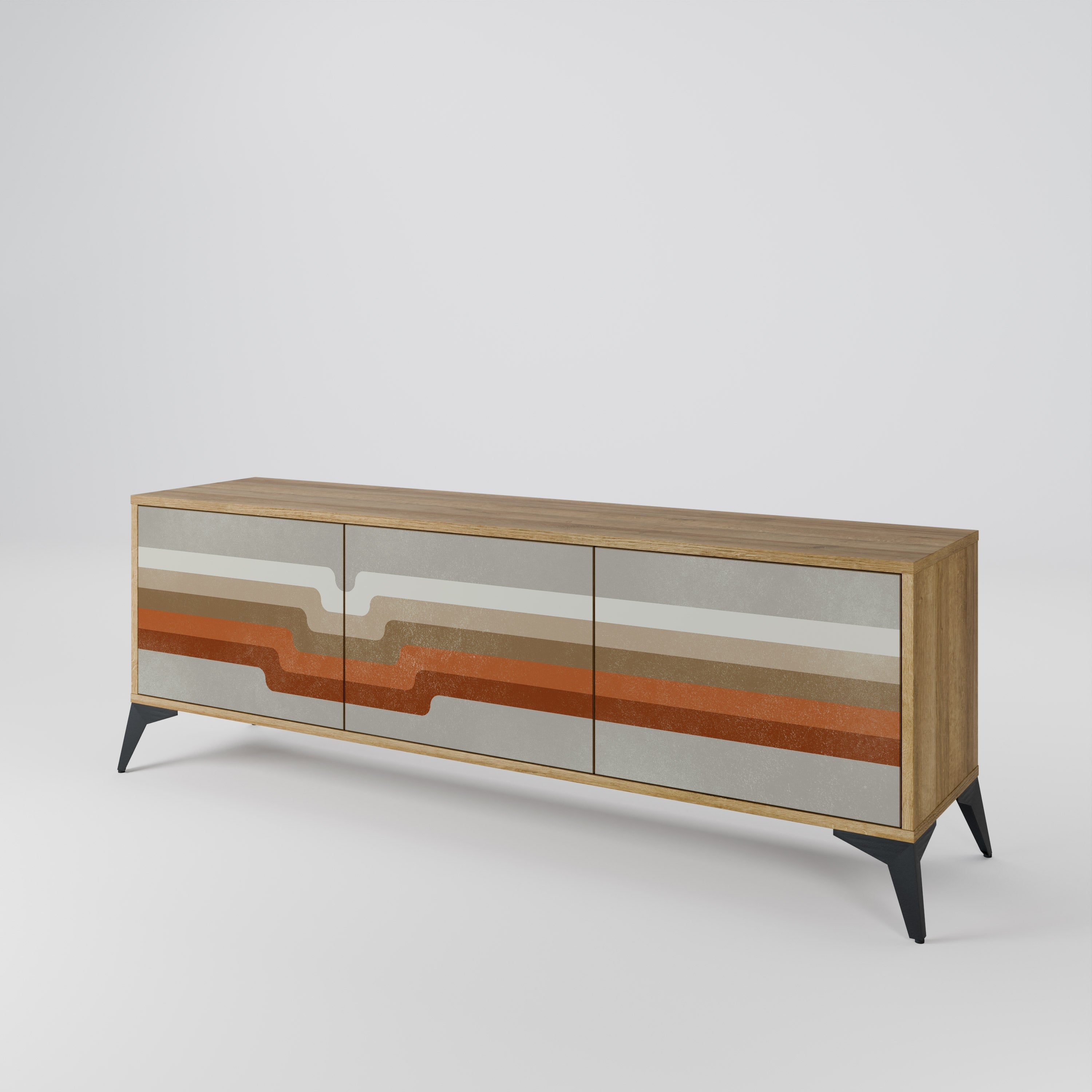 PECULIAR TRAIL Móvel de TV com 3 Portas em Efeito Carvalho