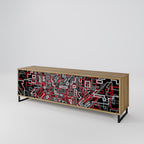 BROKEN LINES Móvel de TV com 3 Portas em Efeito Carvalho