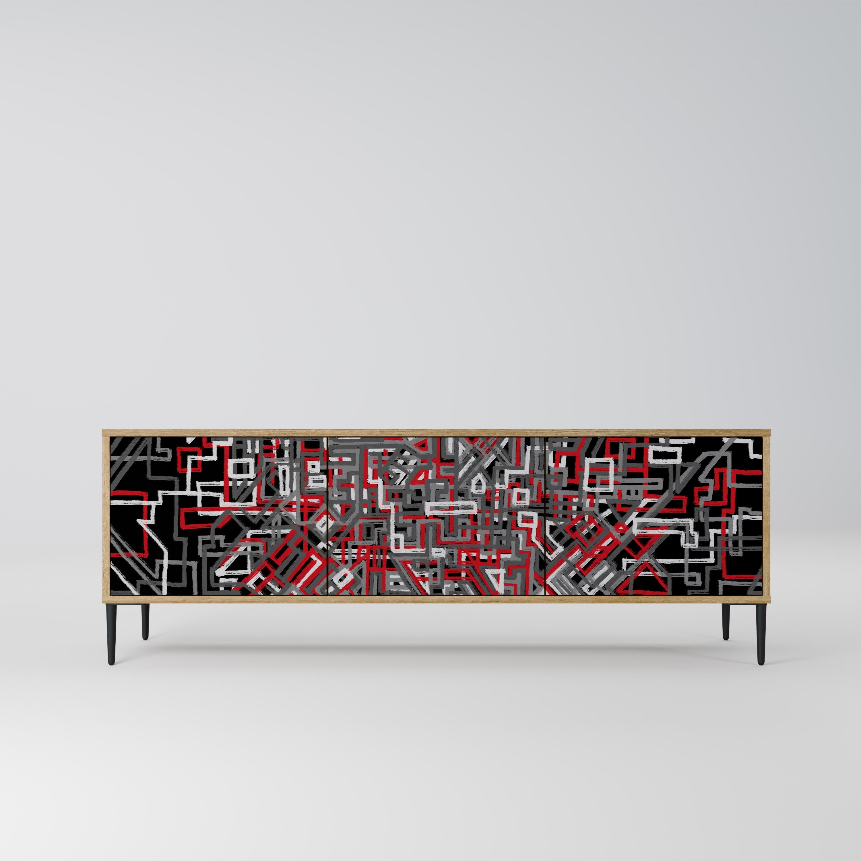 BROKEN LINES Móvel de TV com 3 Portas em Efeito Carvalho