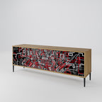 BROKEN LINES Móvel de TV com 3 Portas em Efeito Carvalho