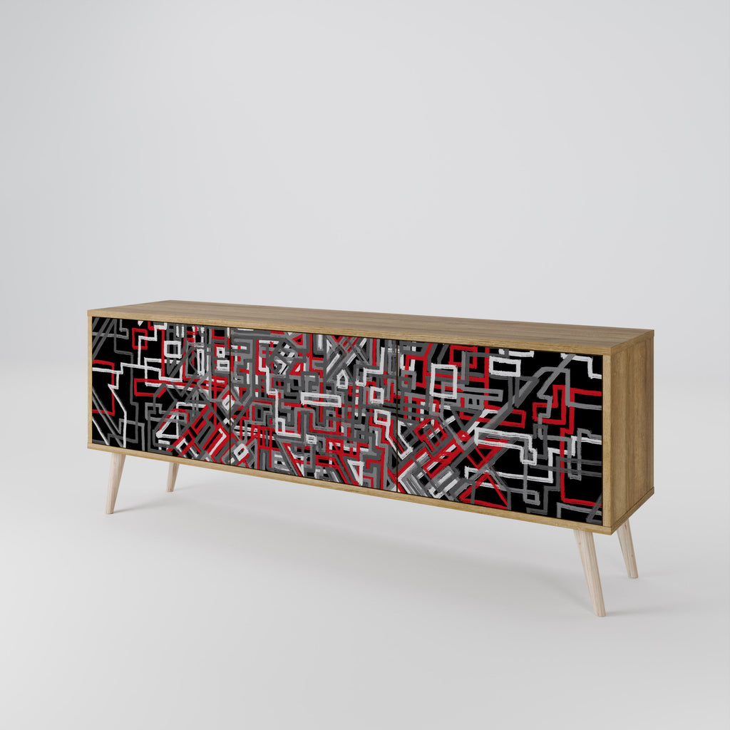 BROKEN LINES Móvel de TV com 3 Portas em Efeito Carvalho