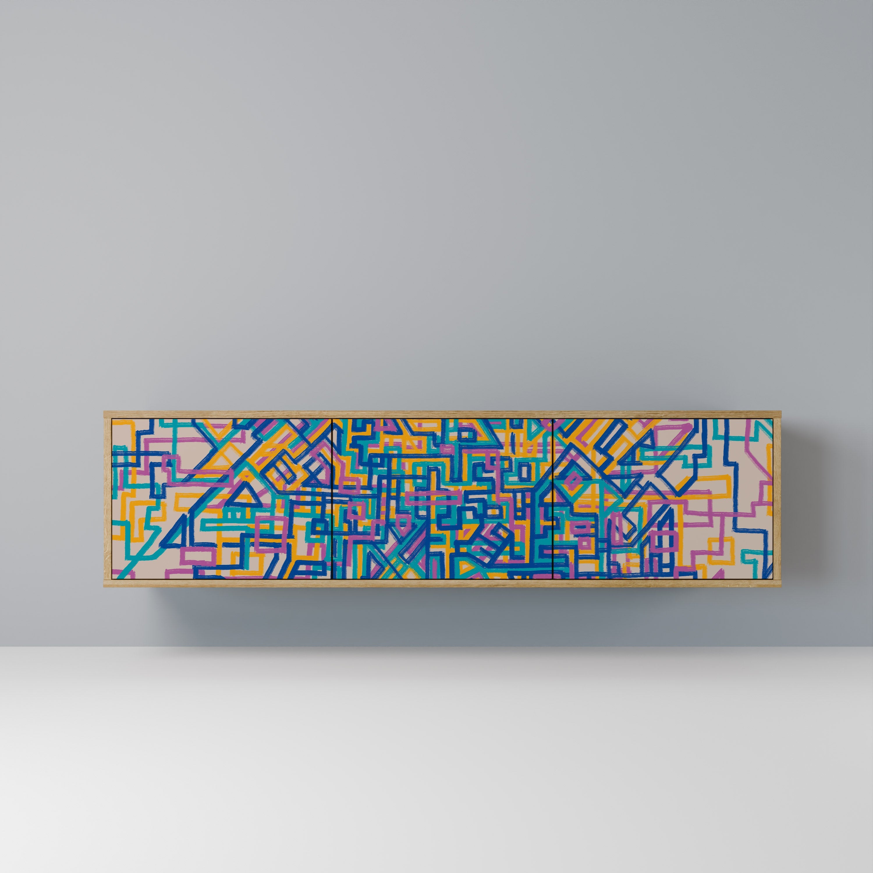 MEMORIES MAP Móvel de TV com 3 Portas em Efeito Carvalho