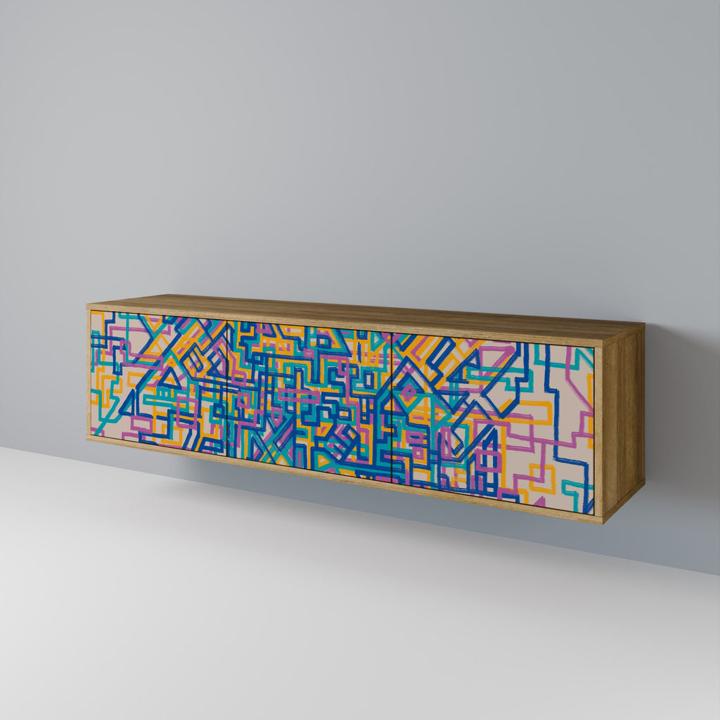 MEMORIES MAP Móvel de TV com 3 Portas em Efeito Carvalho