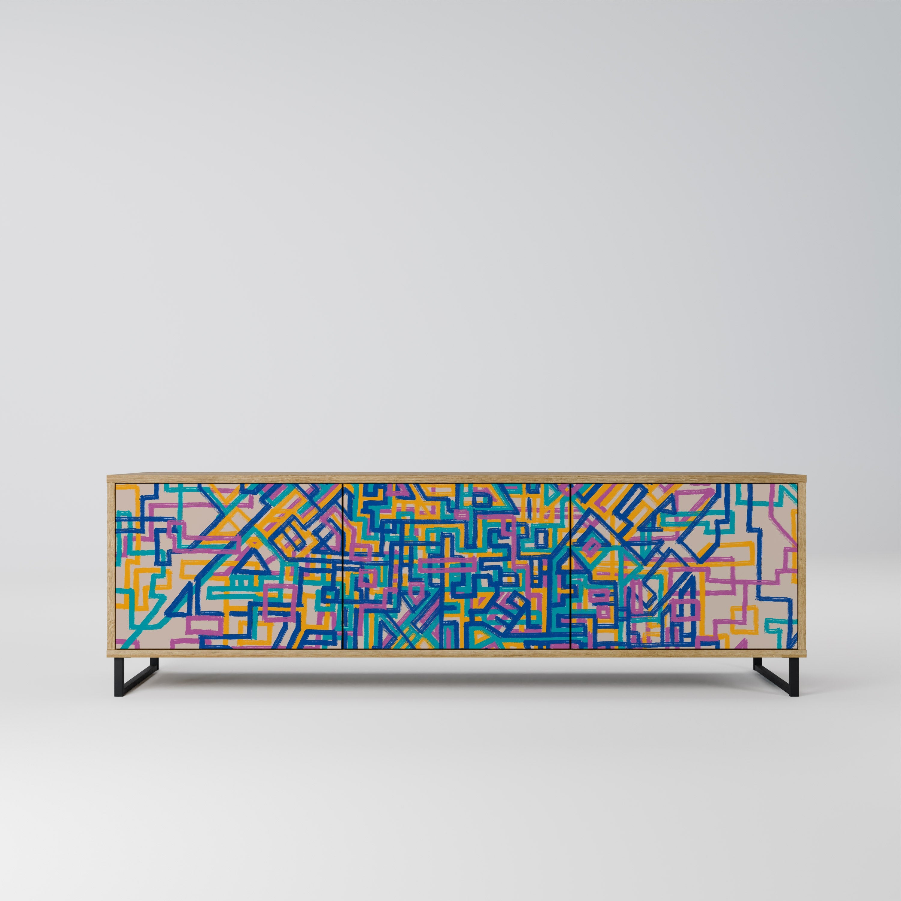 MEMORIES MAP Móvel de TV com 3 Portas em Efeito Carvalho