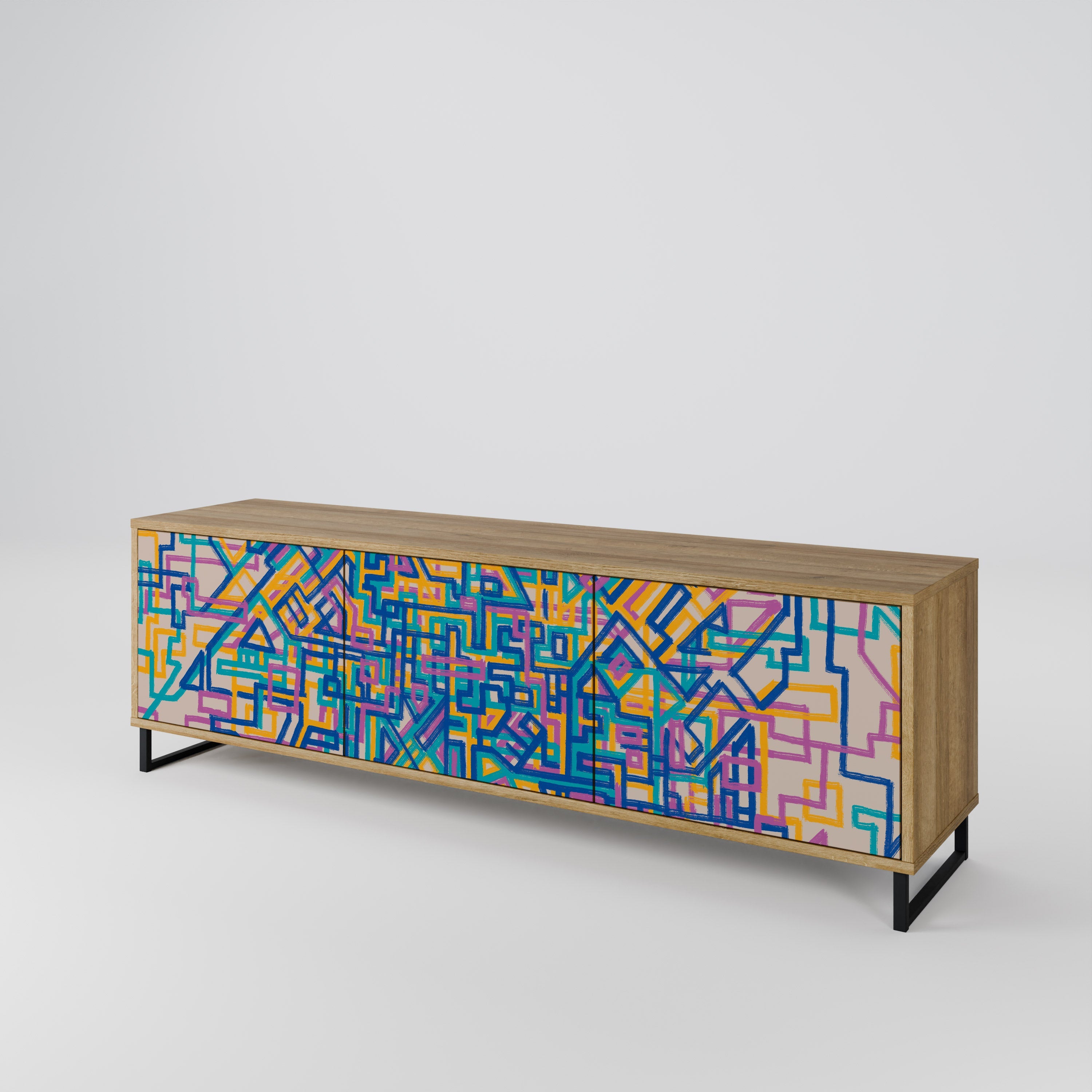 MEMORIES MAP Móvel de TV com 3 Portas em Efeito Carvalho