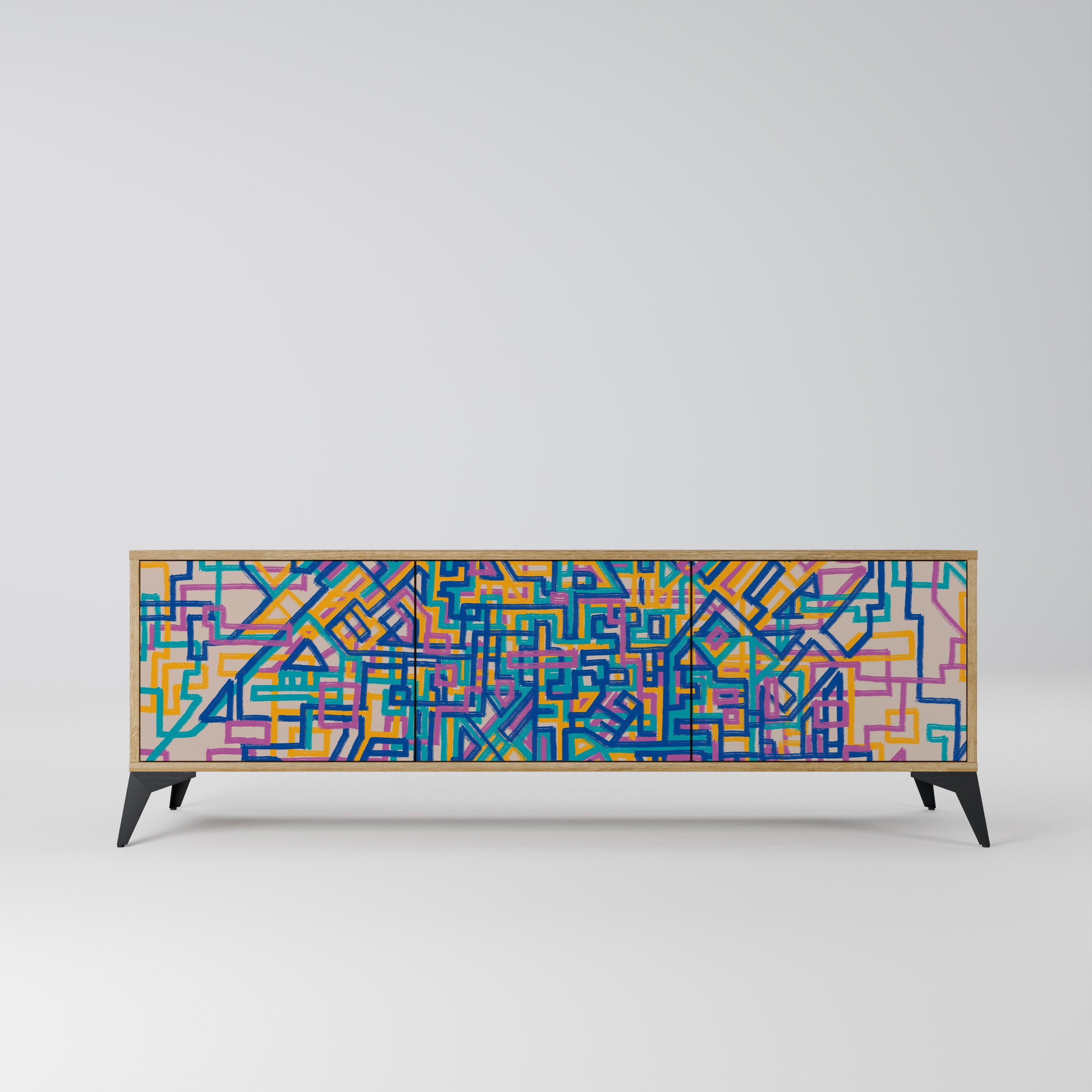 MEMORIES MAP Móvel de TV com 3 Portas em Efeito Carvalho