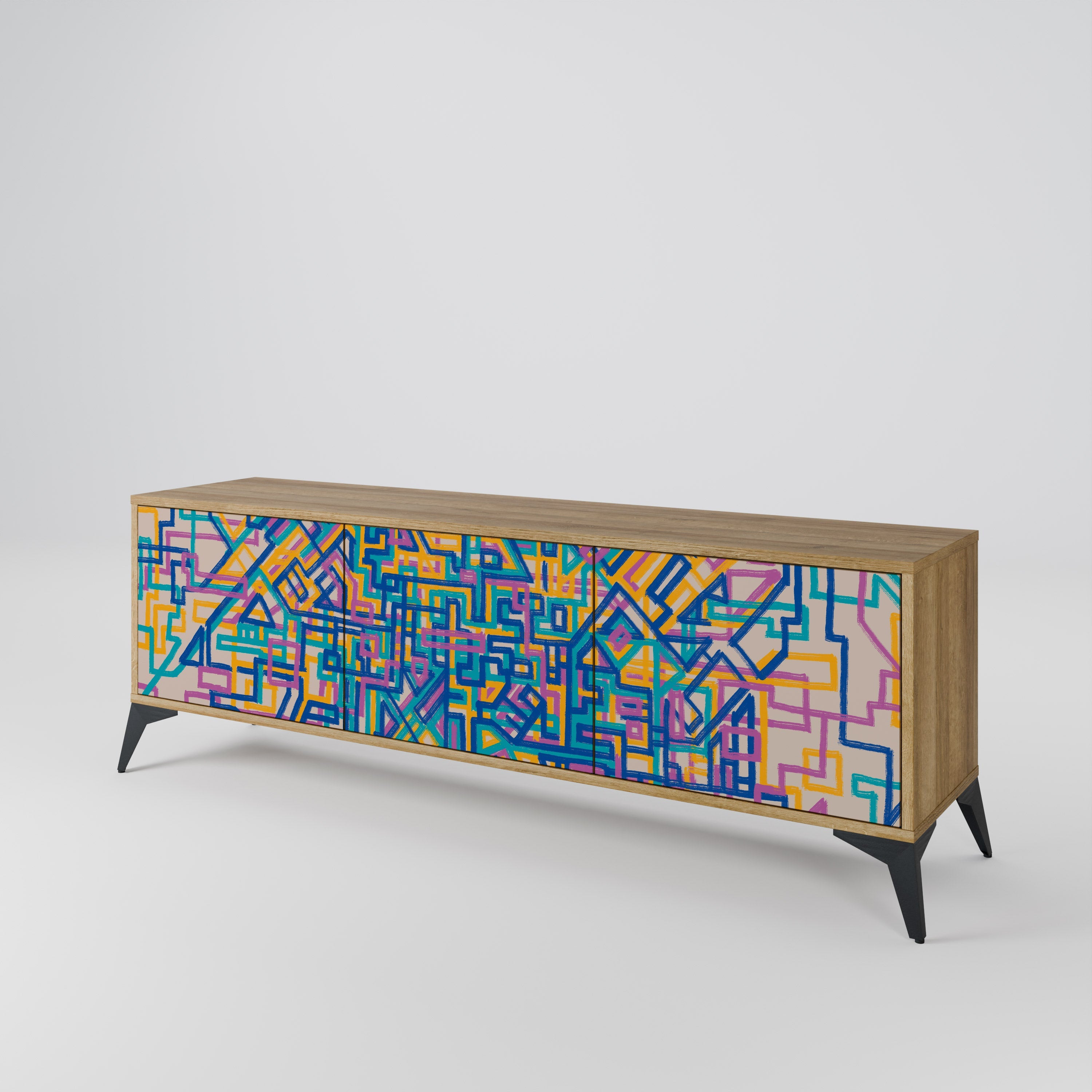 MEMORIES MAP Móvel de TV com 3 Portas em Efeito Carvalho