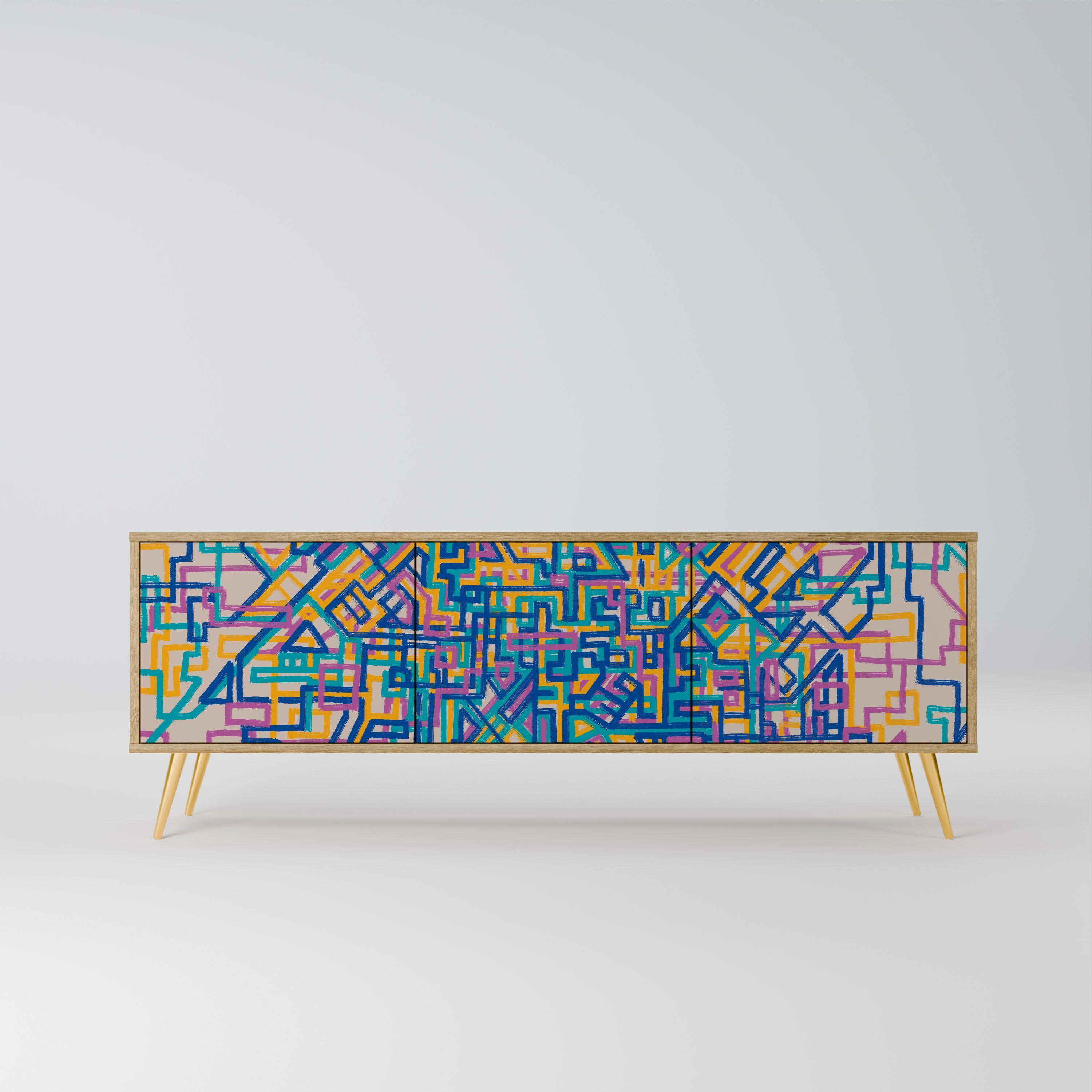 MEMORIES MAP Móvel de TV com 3 Portas em Efeito Carvalho