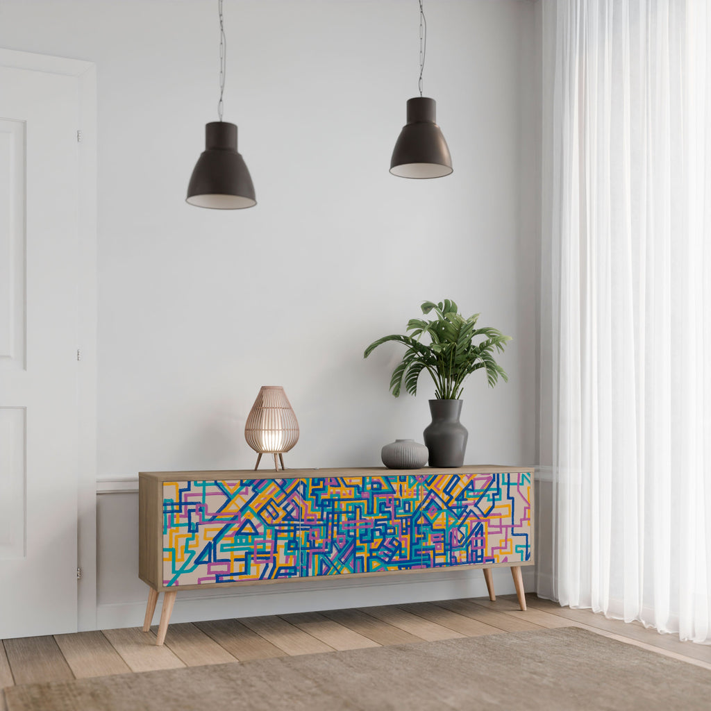 MEMORIES MAP Móvel de TV com 3 Portas em Efeito Carvalho