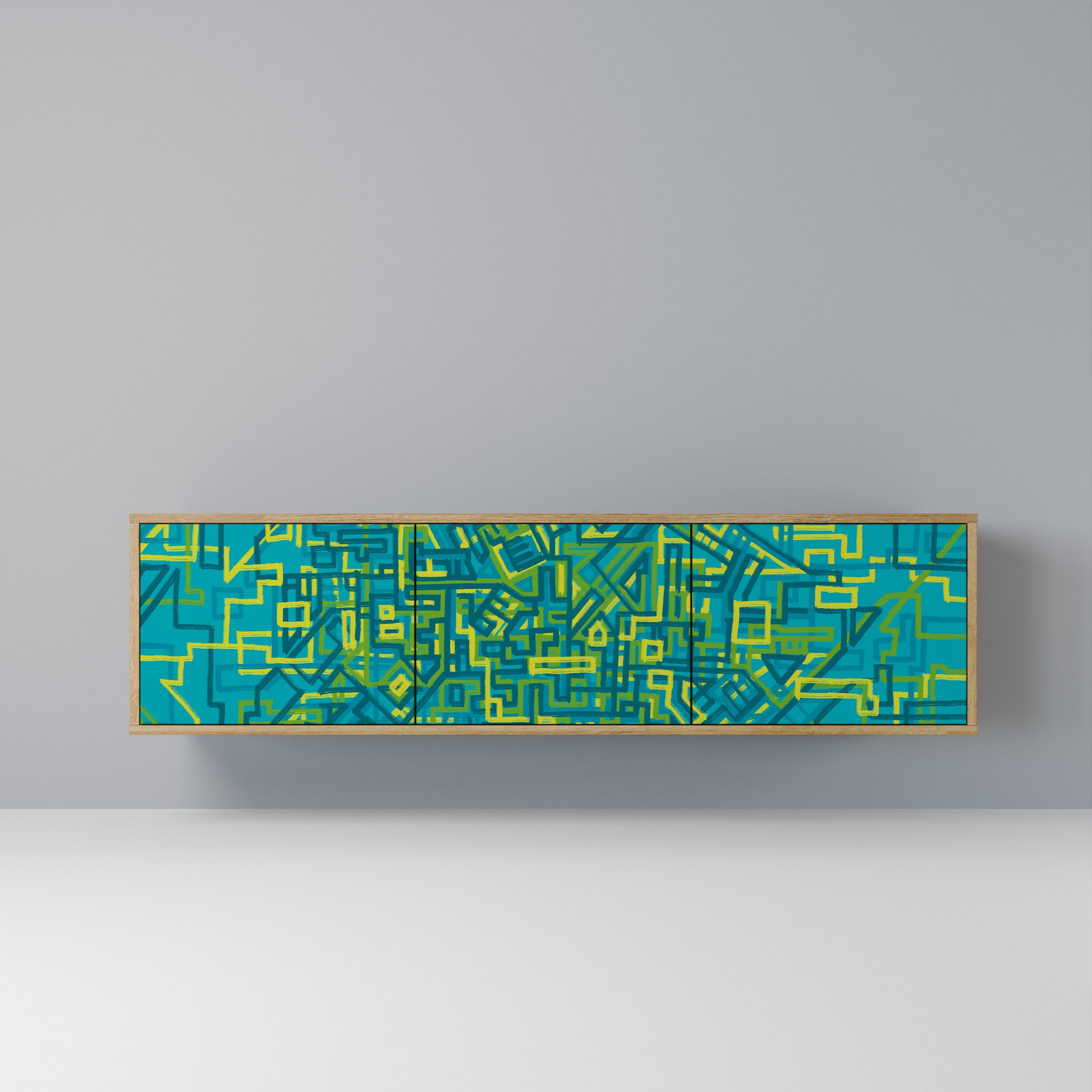 NOSTALGIC MEMORIES Móvel de TV com 3 Portas em Efeito Carvalho