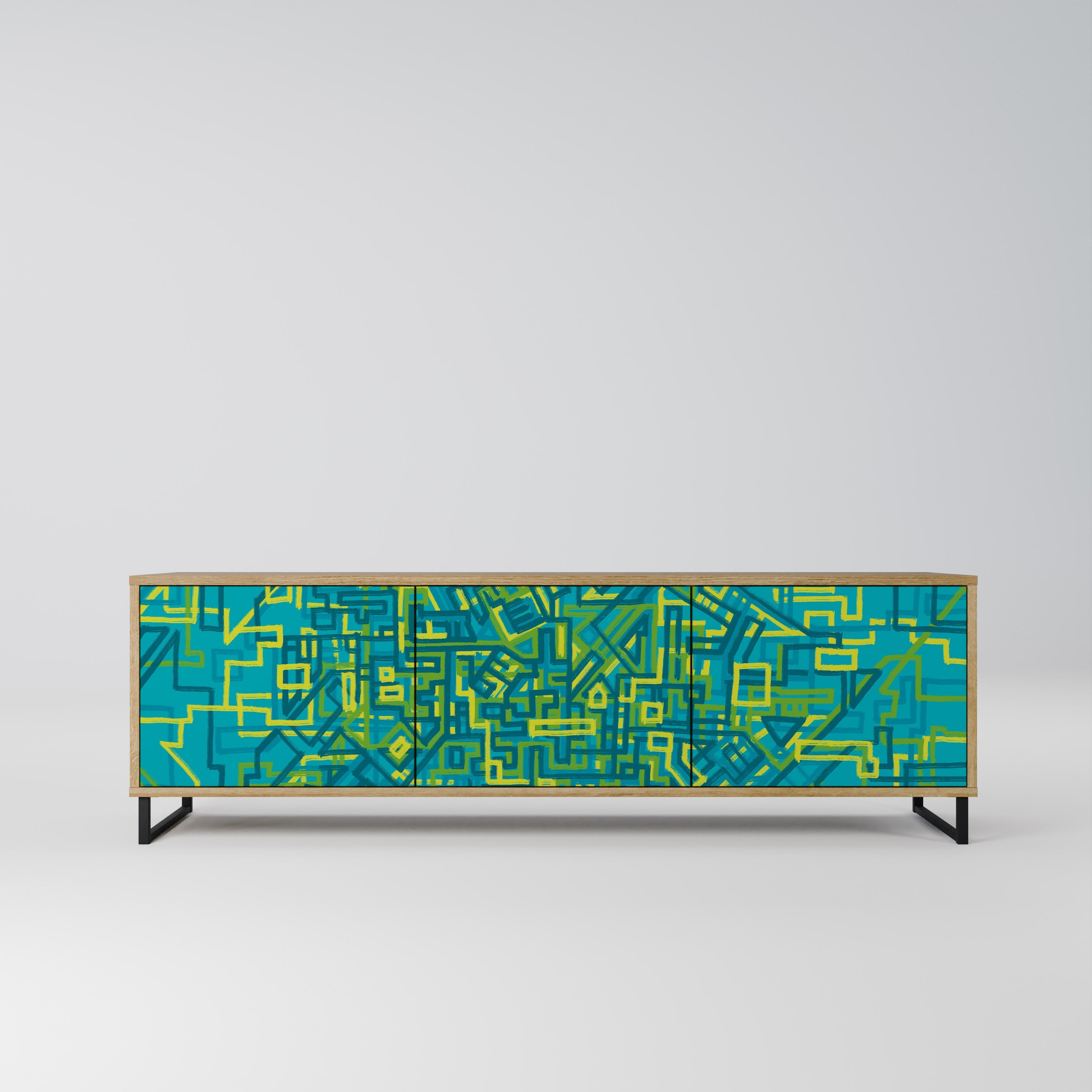 NOSTALGIC MEMORIES Móvel de TV com 3 Portas em Efeito Carvalho