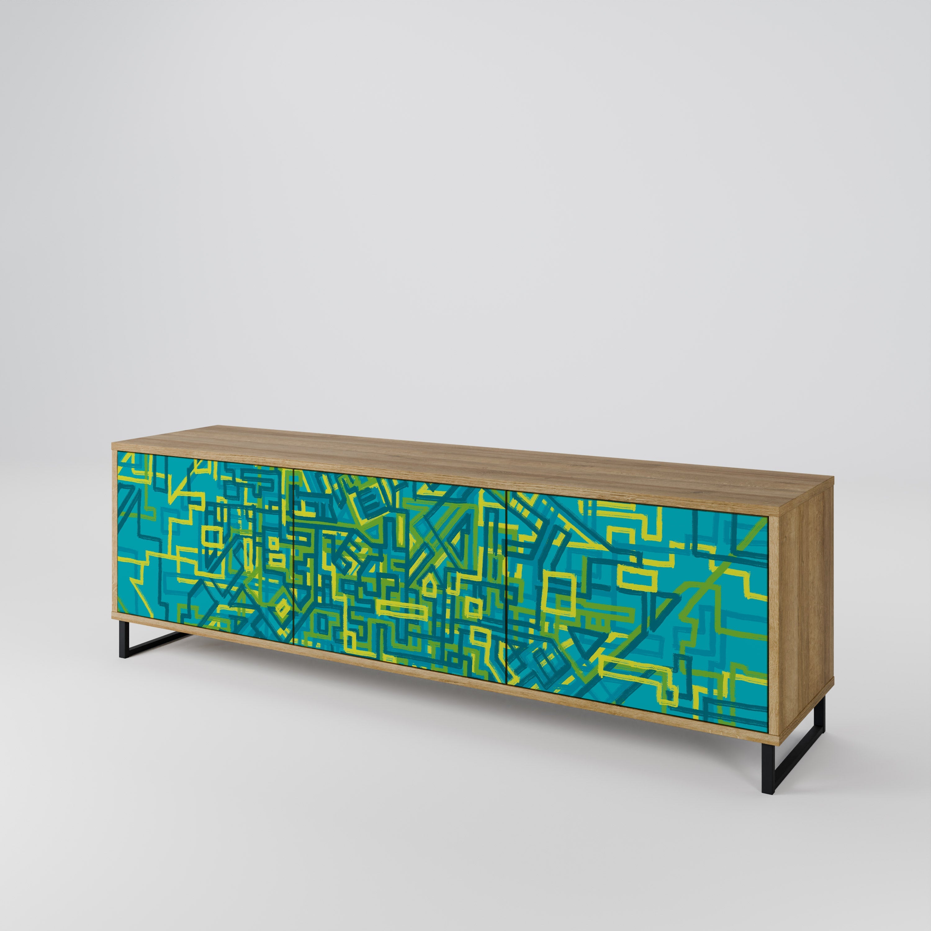 NOSTALGIC MEMORIES Móvel de TV com 3 Portas em Efeito Carvalho