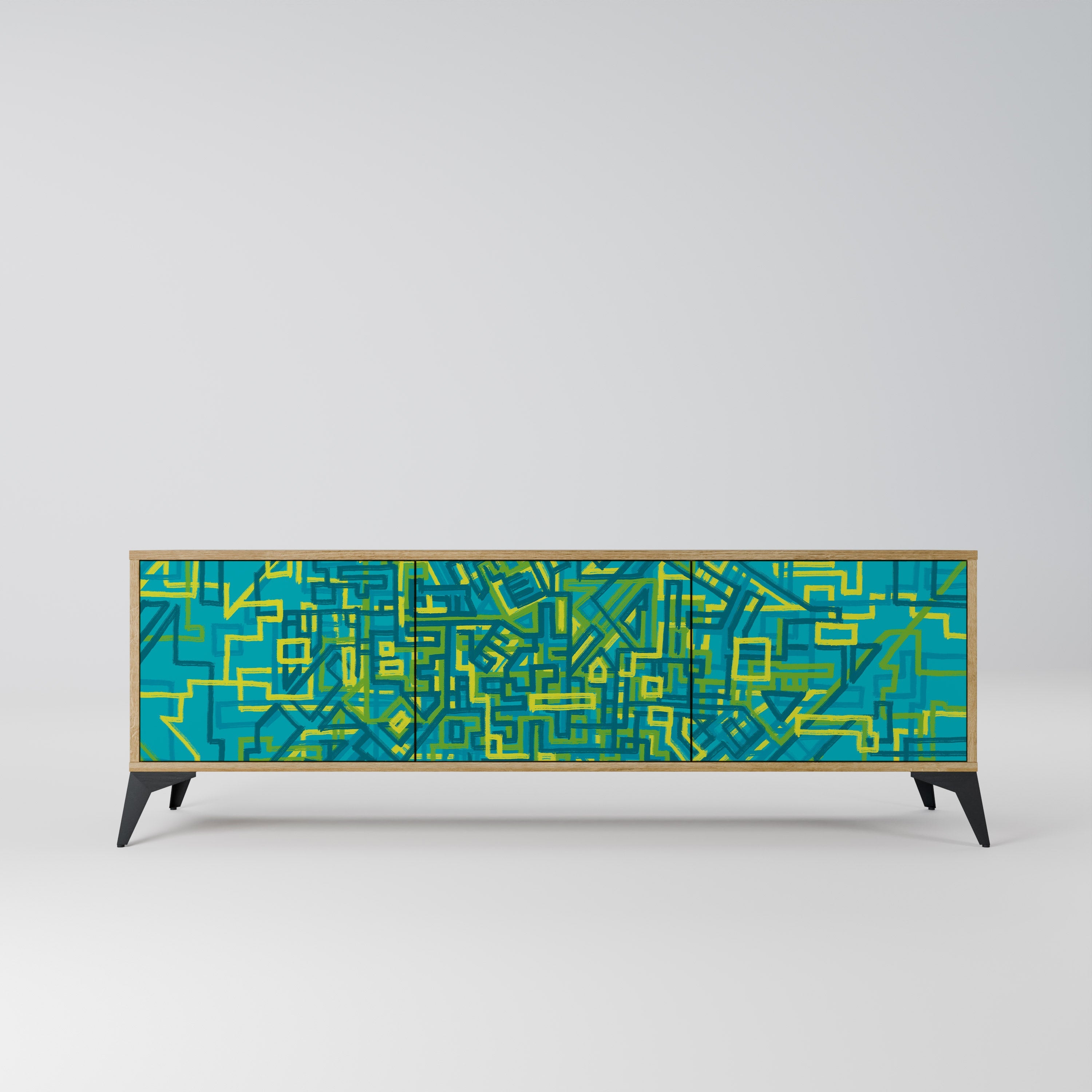 NOSTALGIC MEMORIES Móvel de TV com 3 Portas em Efeito Carvalho