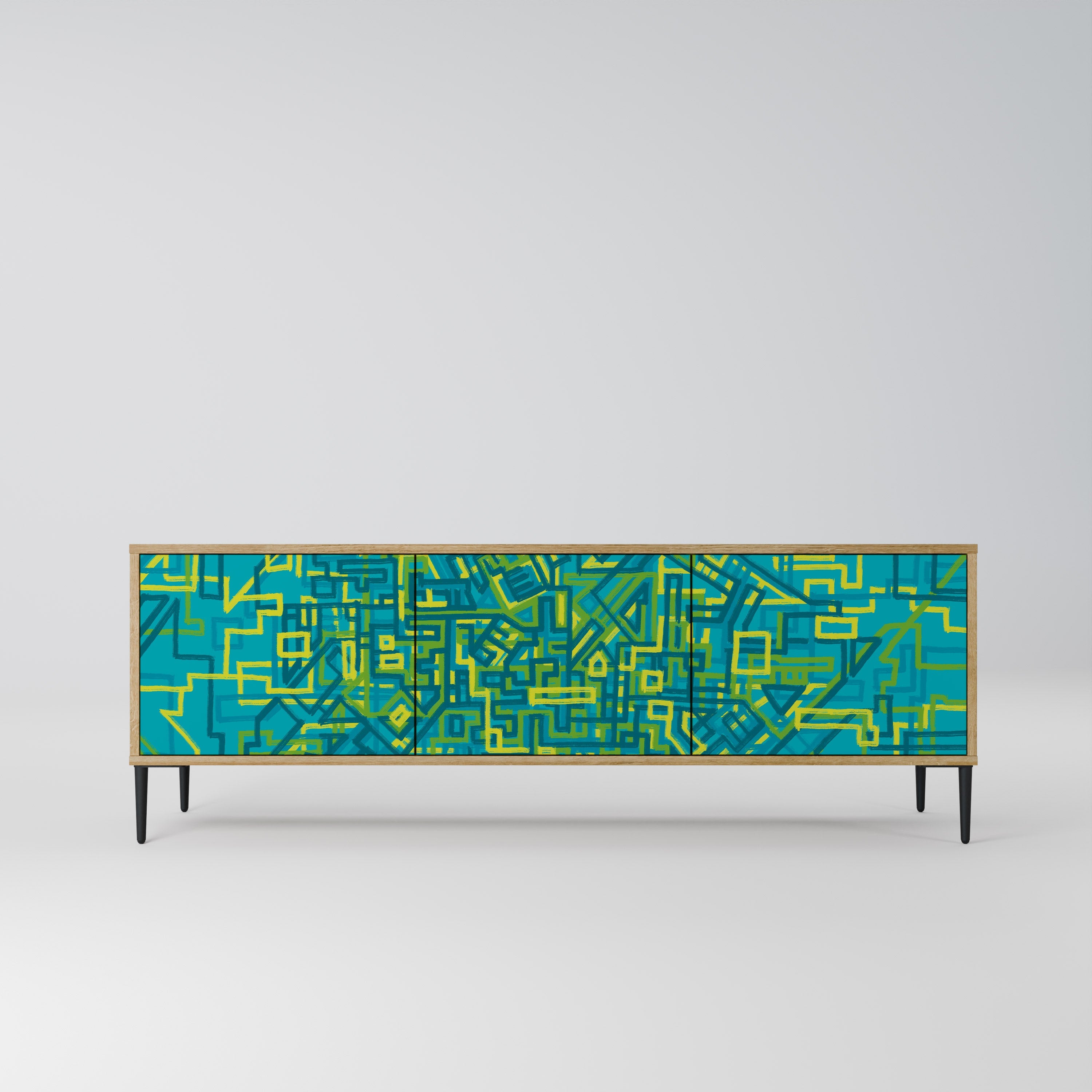 NOSTALGIC MEMORIES Móvel de TV com 3 Portas em Efeito Carvalho