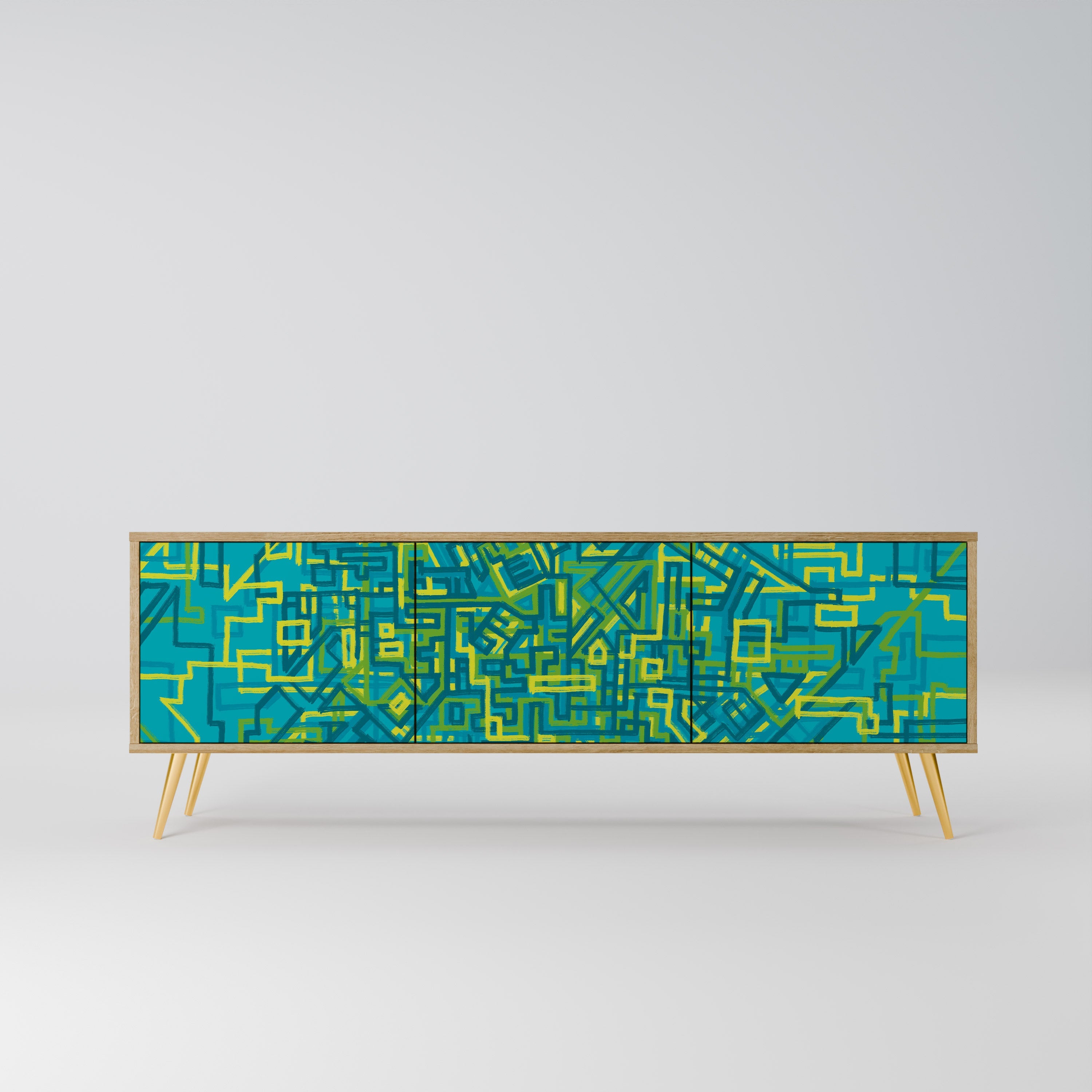 NOSTALGIC MEMORIES Móvel de TV com 3 Portas em Efeito Carvalho