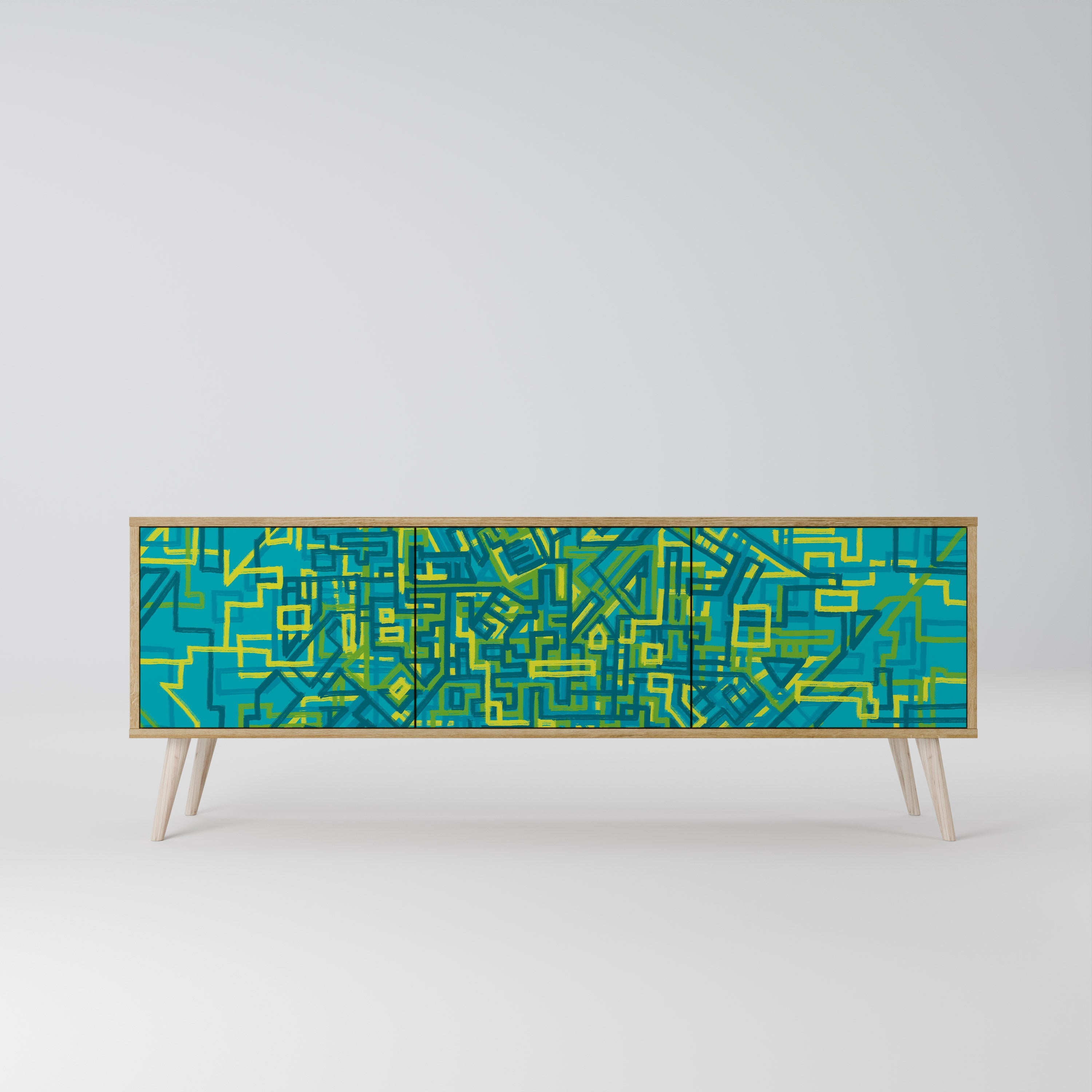 NOSTALGIC MEMORIES Móvel de TV com 3 Portas em Efeito Carvalho