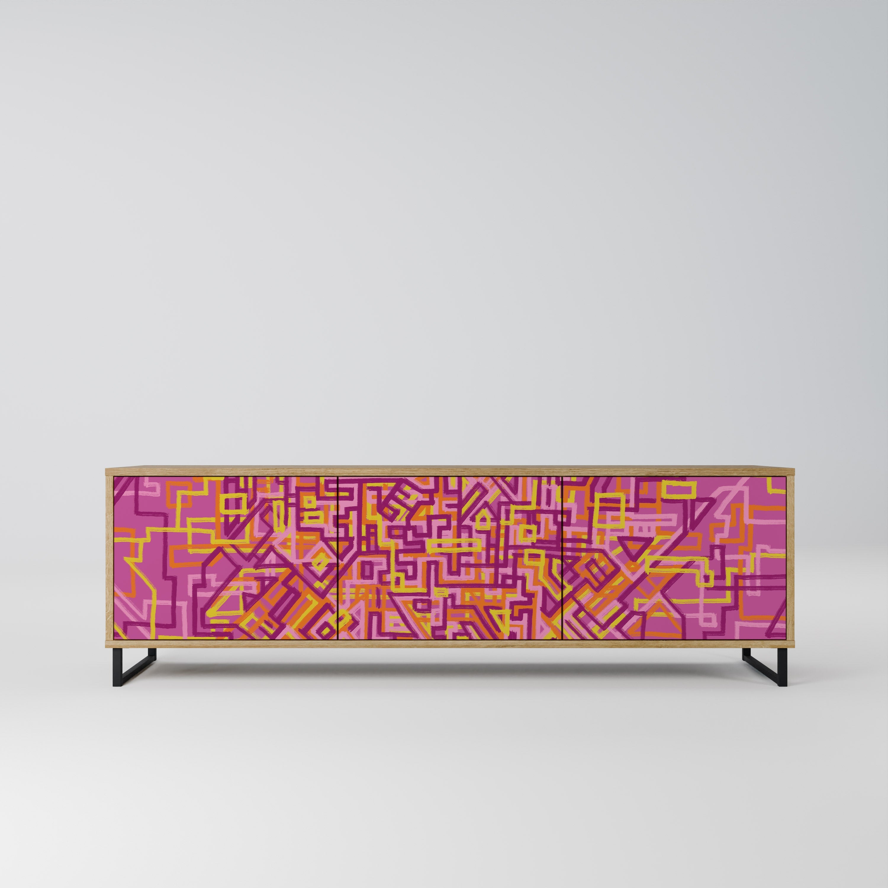 LOVELY MEMORIES Móvel de TV com 3 Portas em Efeito Carvalho