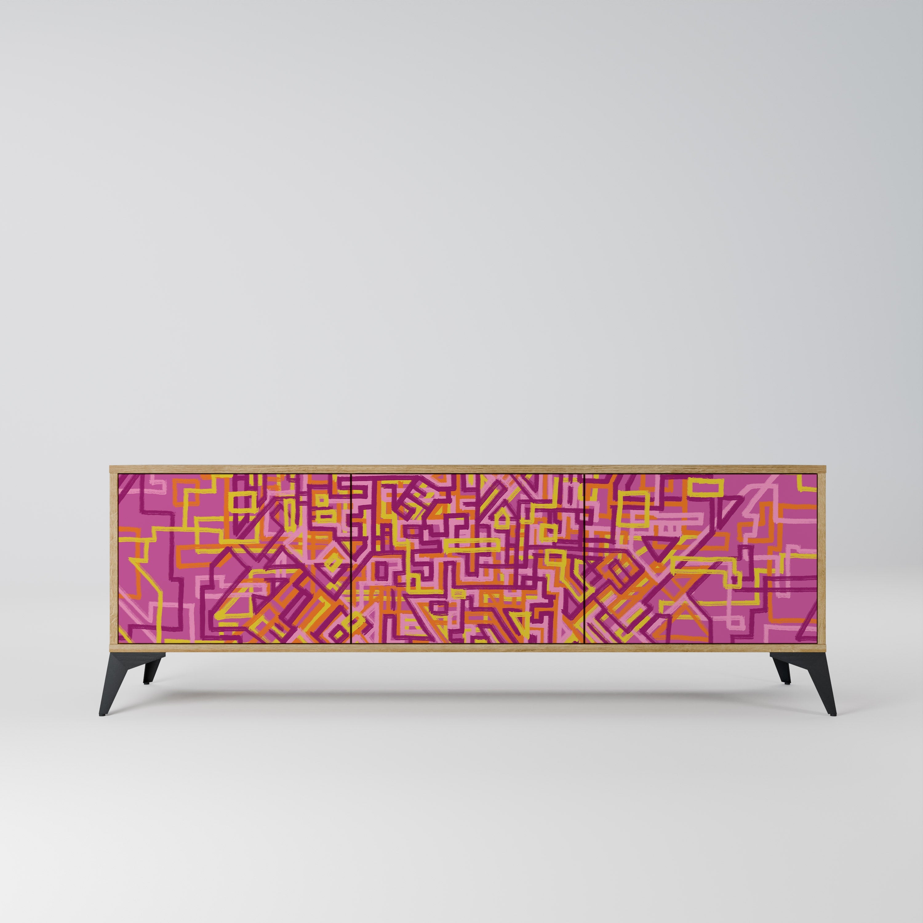 LOVELY MEMORIES Móvel de TV com 3 Portas em Efeito Carvalho