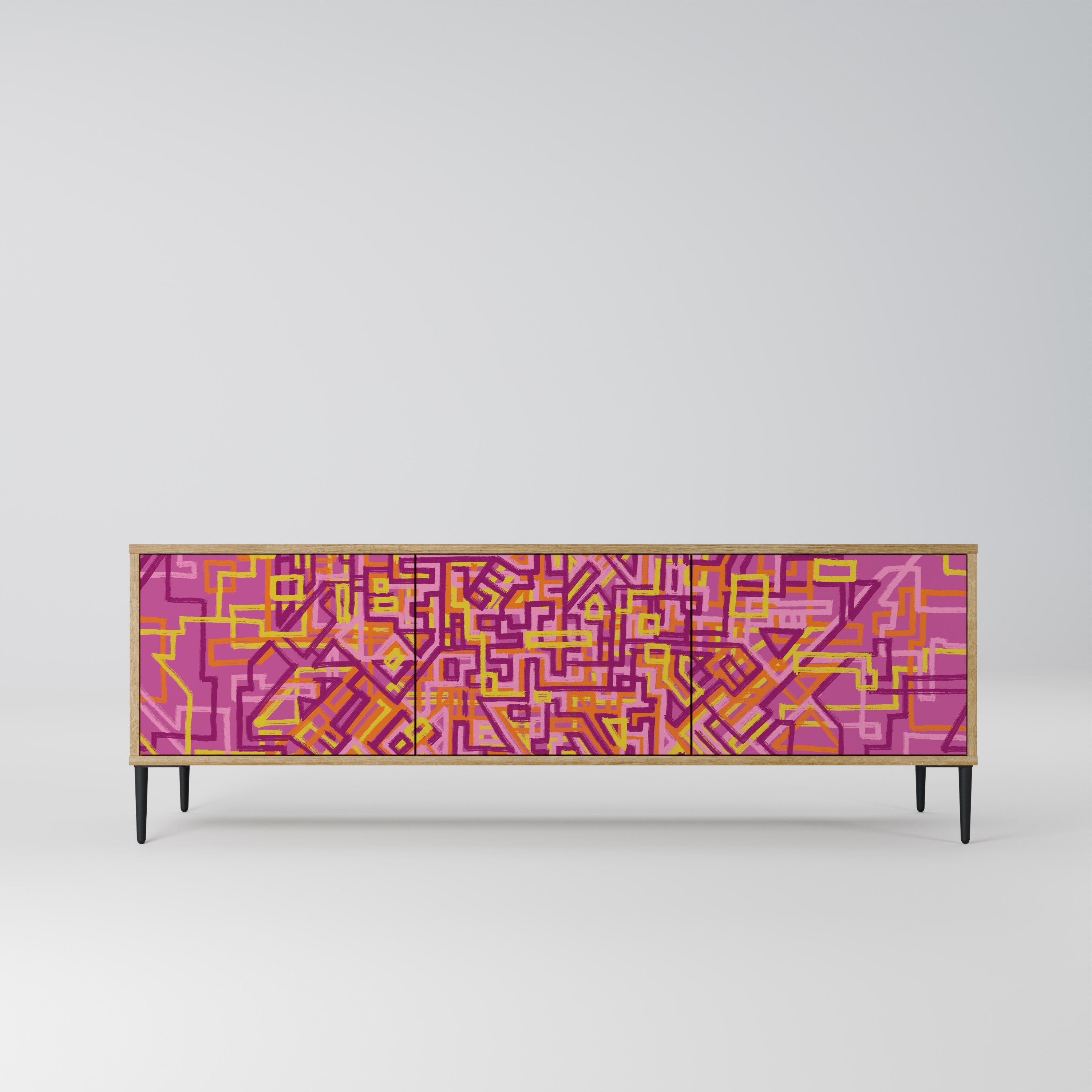 LOVELY MEMORIES Móvel de TV com 3 Portas em Efeito Carvalho