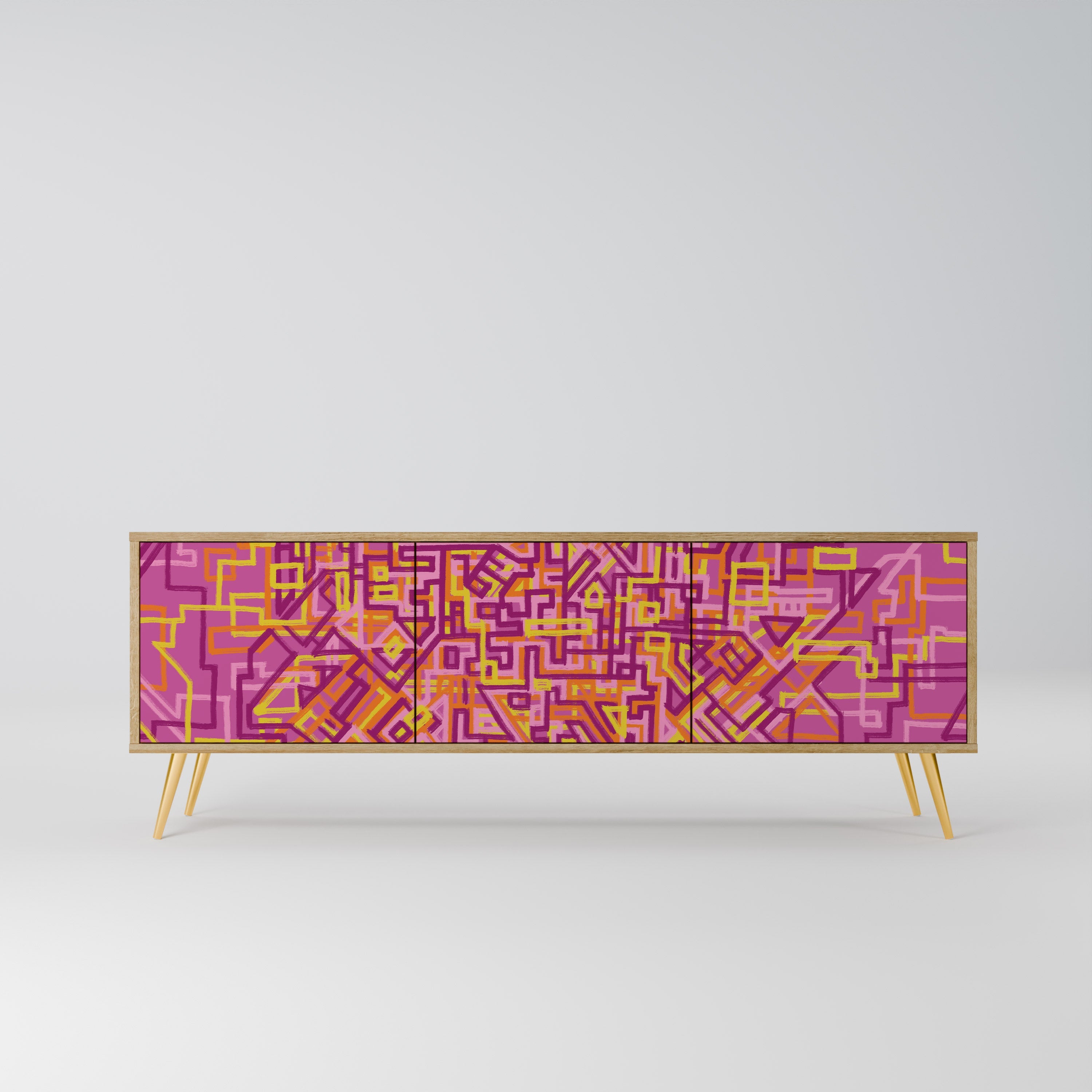 LOVELY MEMORIES Móvel de TV com 3 Portas em Efeito Carvalho