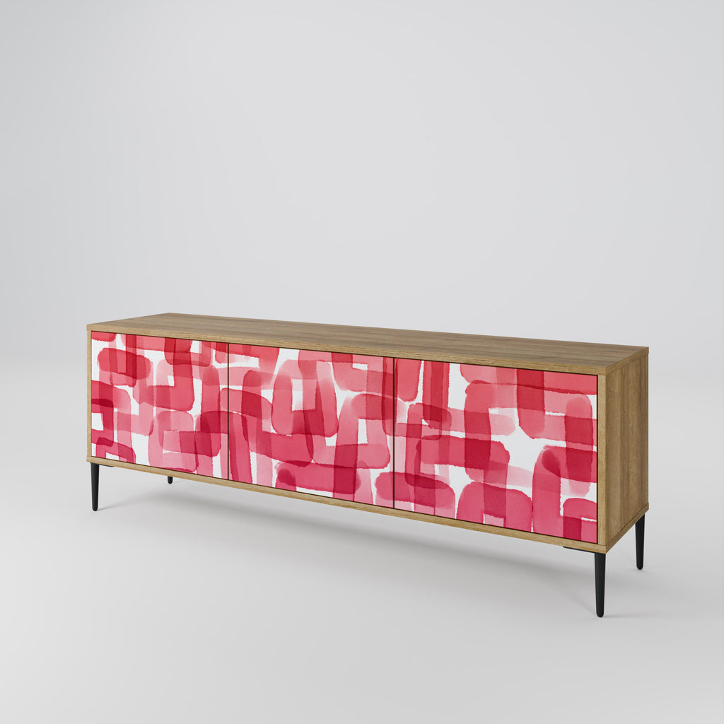 KALEIDOSCOPIC CUBISM 3-Door TV Stand in Oak Effect