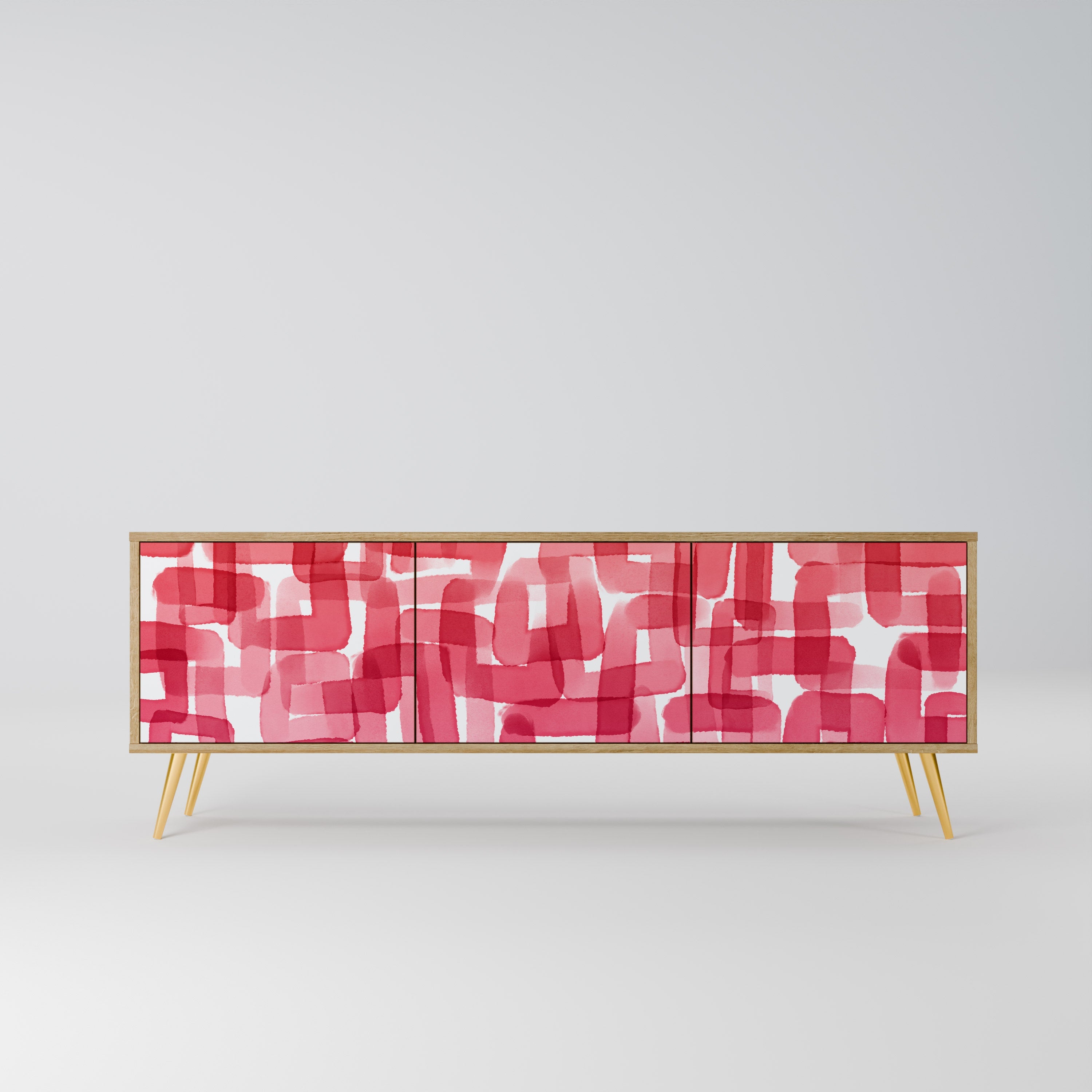 KALEIDOSCOPIC CUBISM Móvel de TV com 3 Portas em Efeito Carvalho