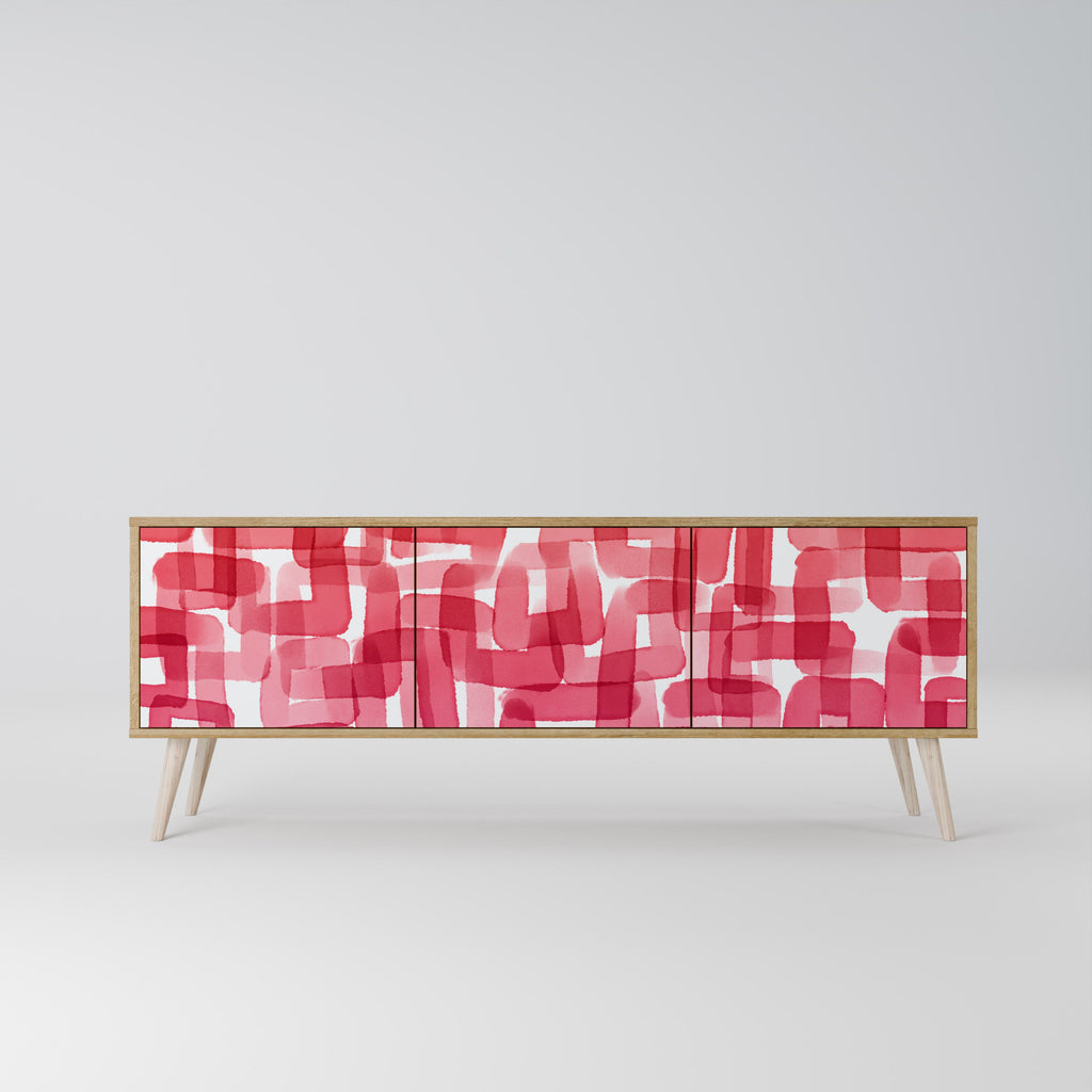 KALEIDOSCOPIC CUBISM 3-Door TV Stand in Oak Effect