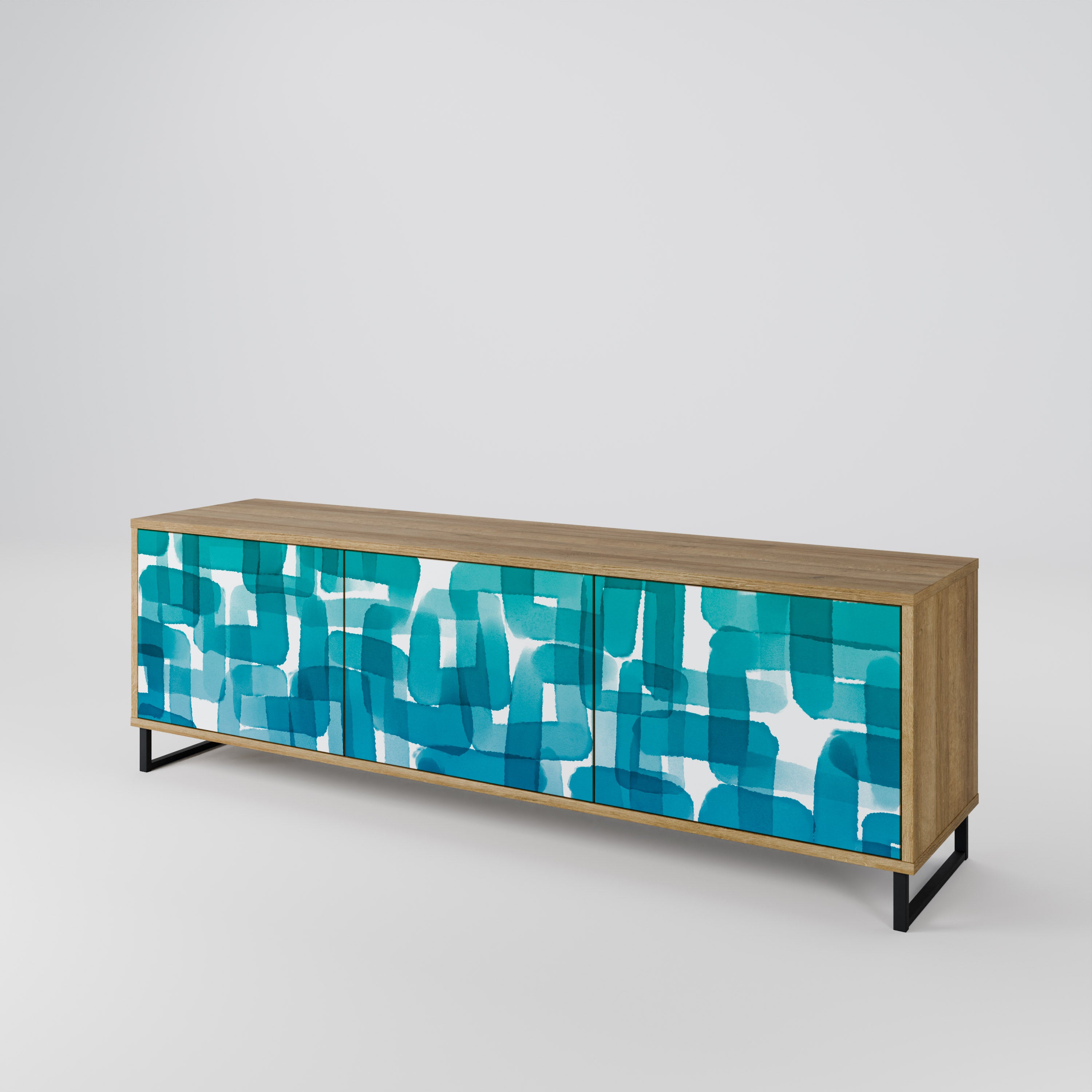 TURQUOISE RECTANGLES Móvel de TV de 3 Portas