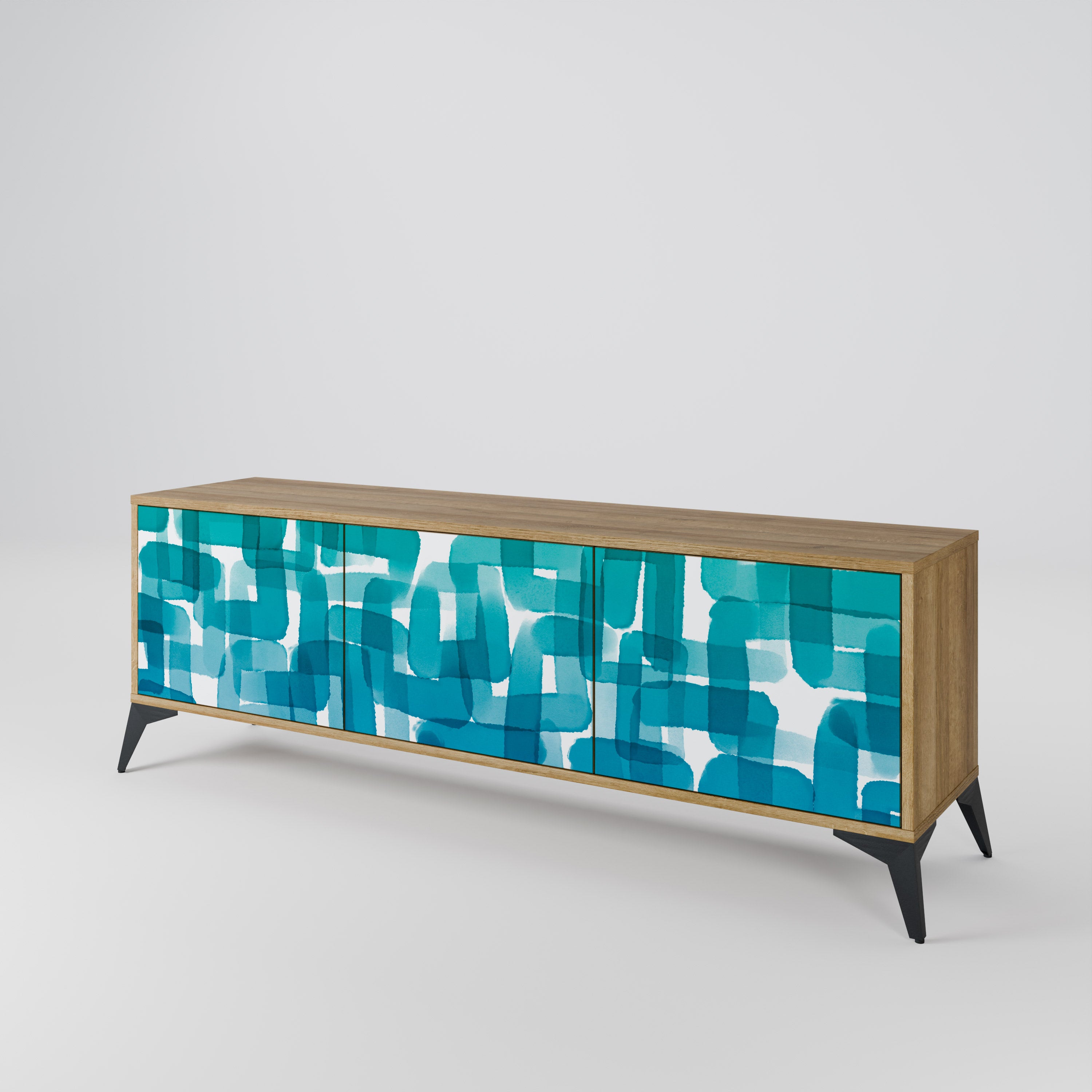TURQUOISE RECTANGLES Móvel de TV de 3 Portas