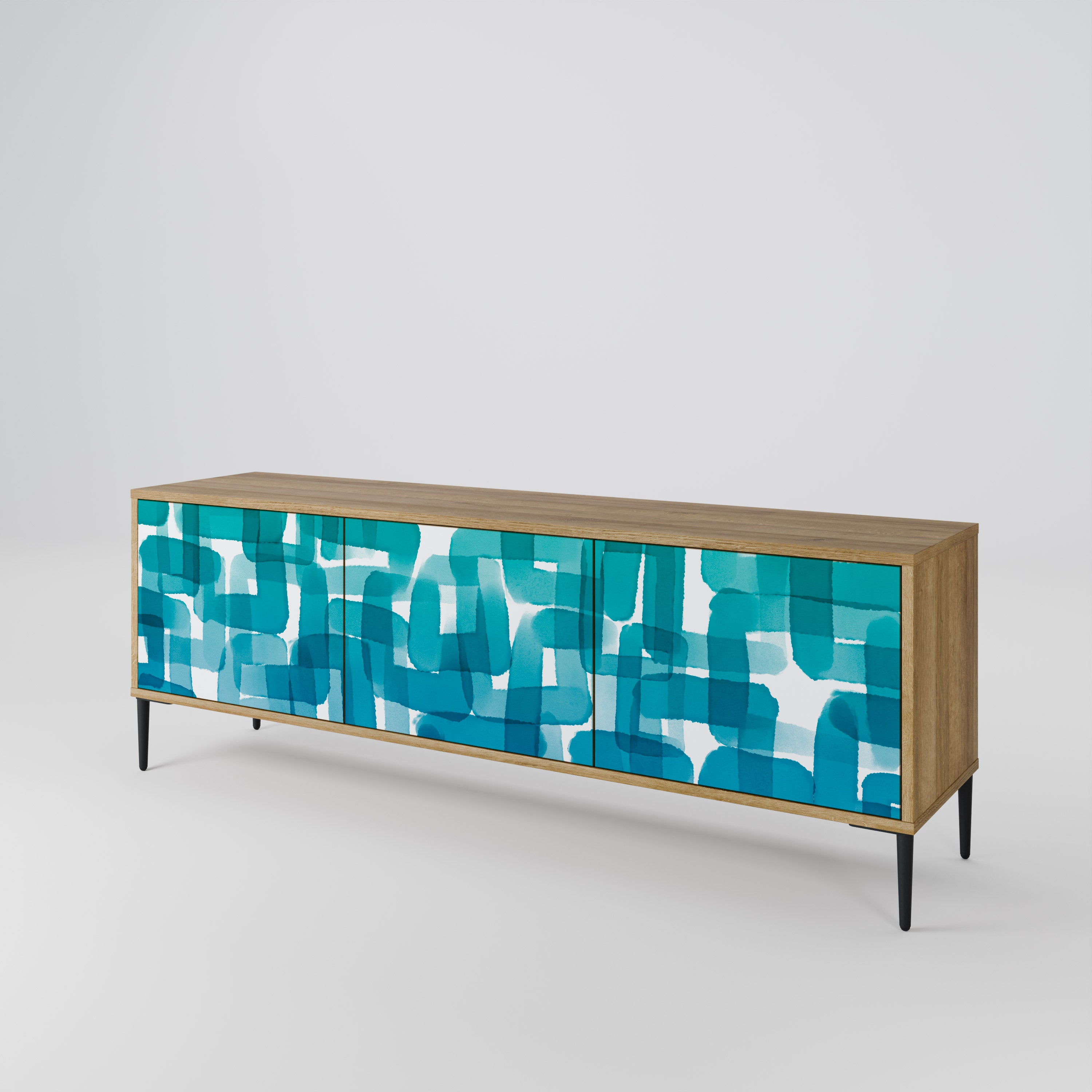 TURQUOISE RECTANGLES Móvel de TV de 3 Portas