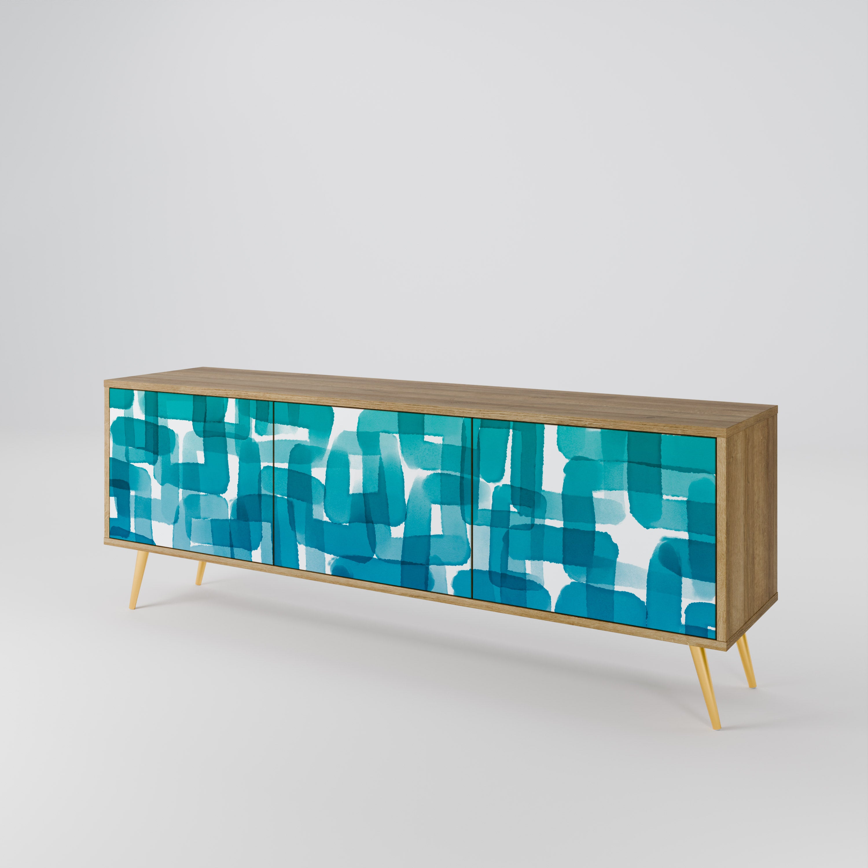 TURQUOISE RECTANGLES Móvel de TV de 3 Portas
