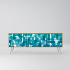 TURQUOISE RECTANGLES Móvel de TV com 3 Portas em Efeito Carvalho