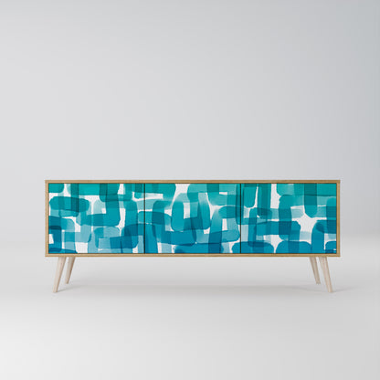 TURQUOISE RECTANGLES Móvel de TV de 3 Portas