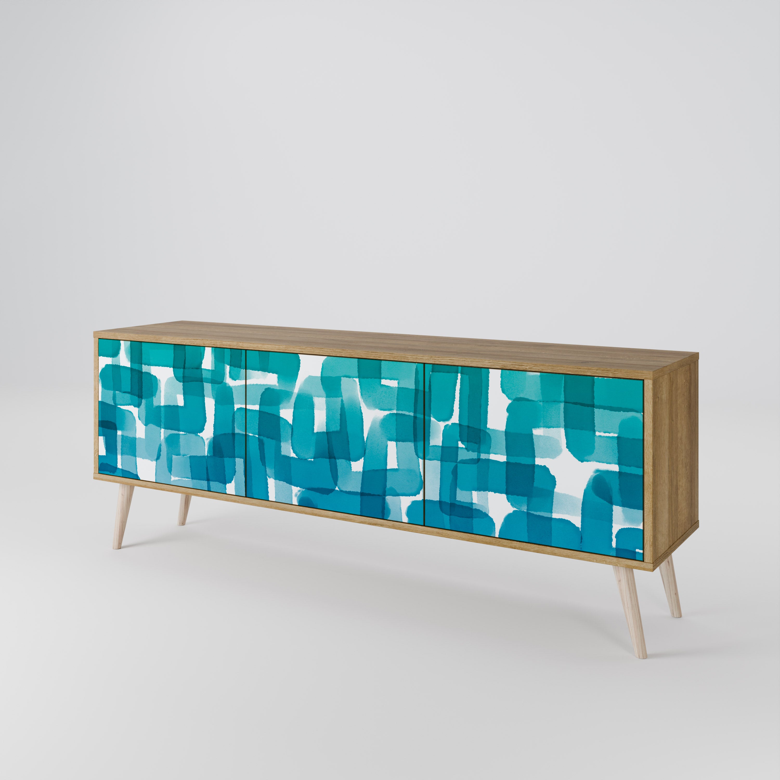 TURQUOISE RECTANGLES Móvel de TV de 3 Portas