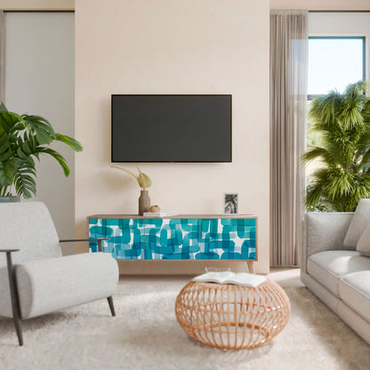 TURQUOISE RECTANGLES Móvel de TV de 3 Portas