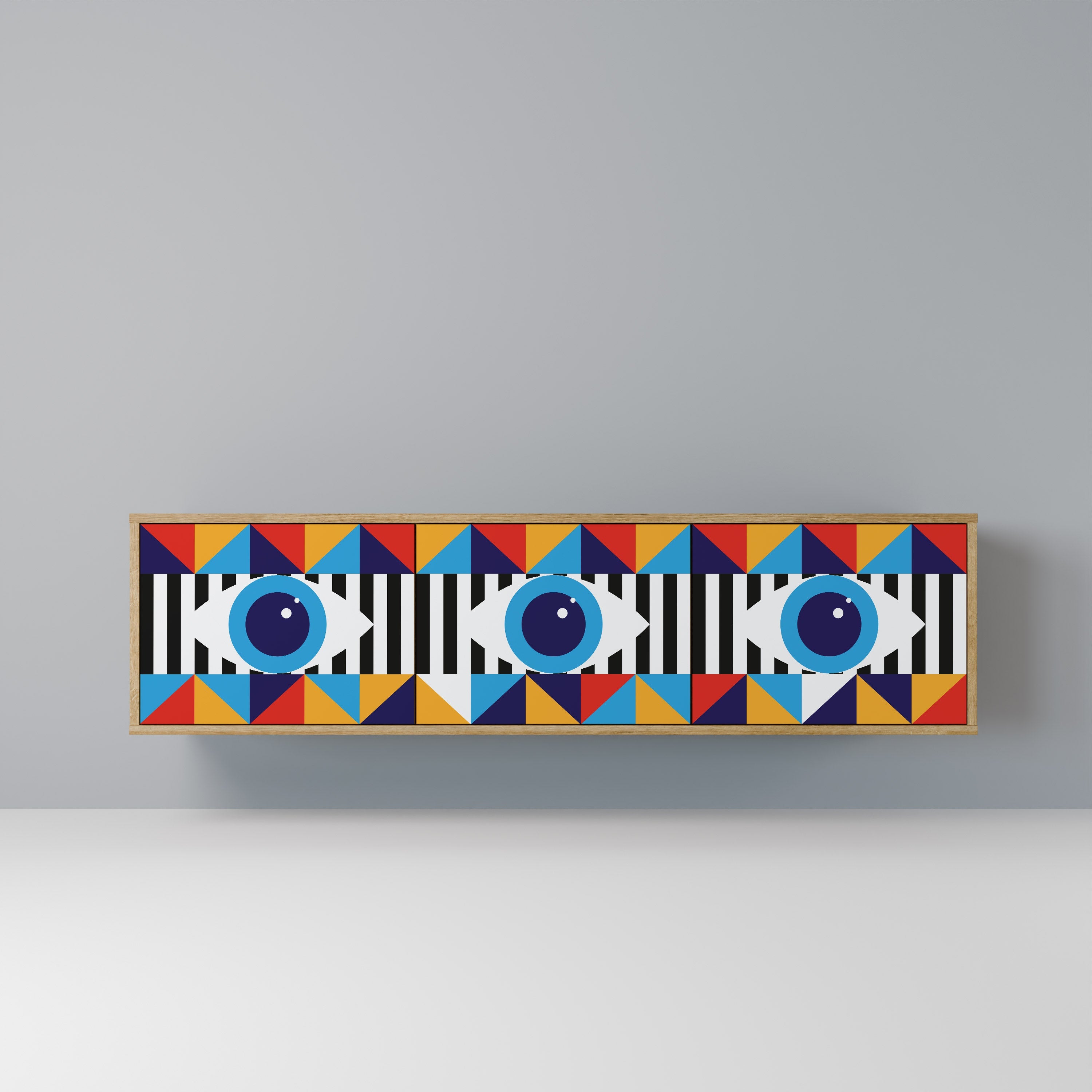 ABSTRACTION AND GEOMETRY Móvel de TV com 3 Portas em Efeito Carvalho