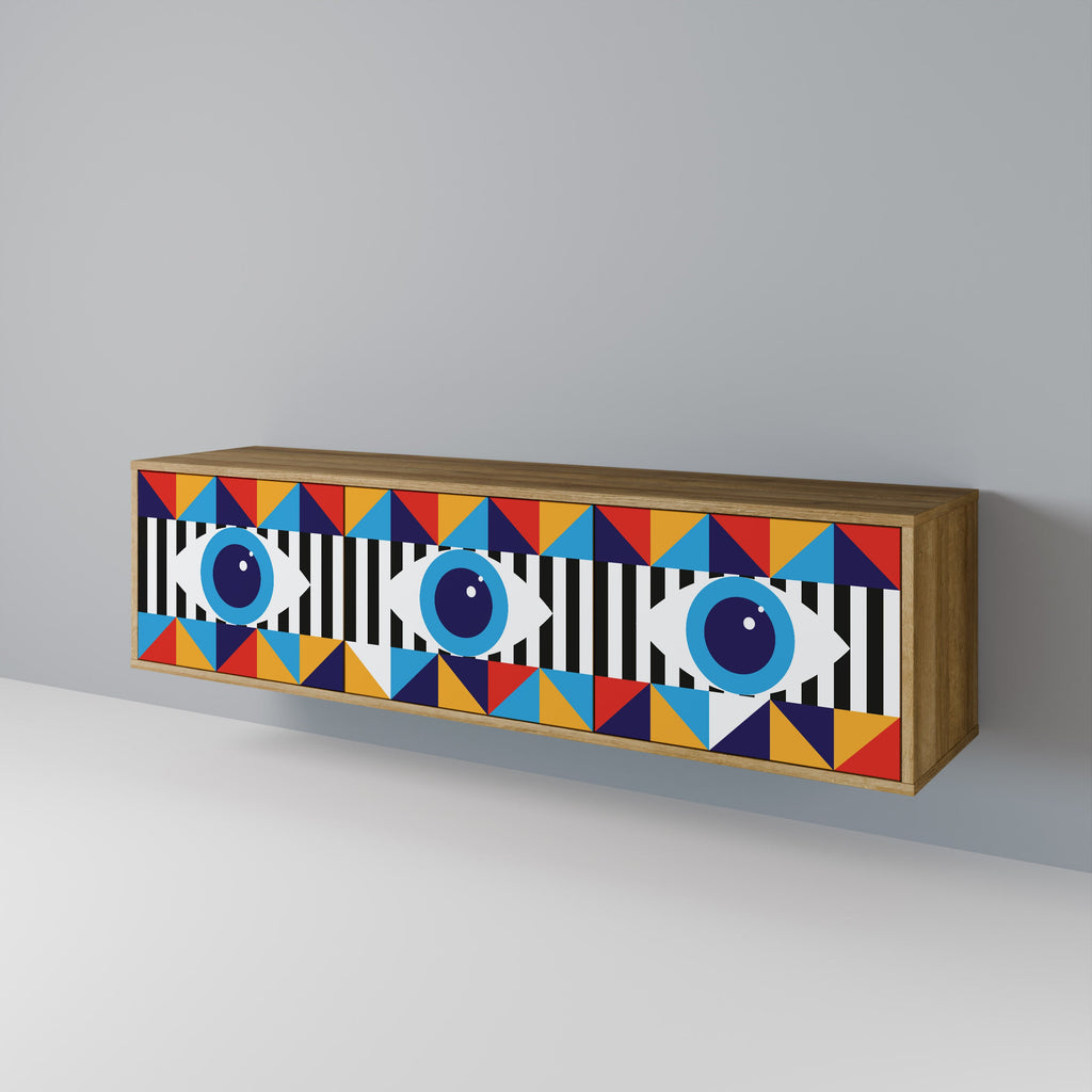 ABSTRACTION AND GEOMETRY Móvel de TV com 3 Portas em Efeito Carvalho